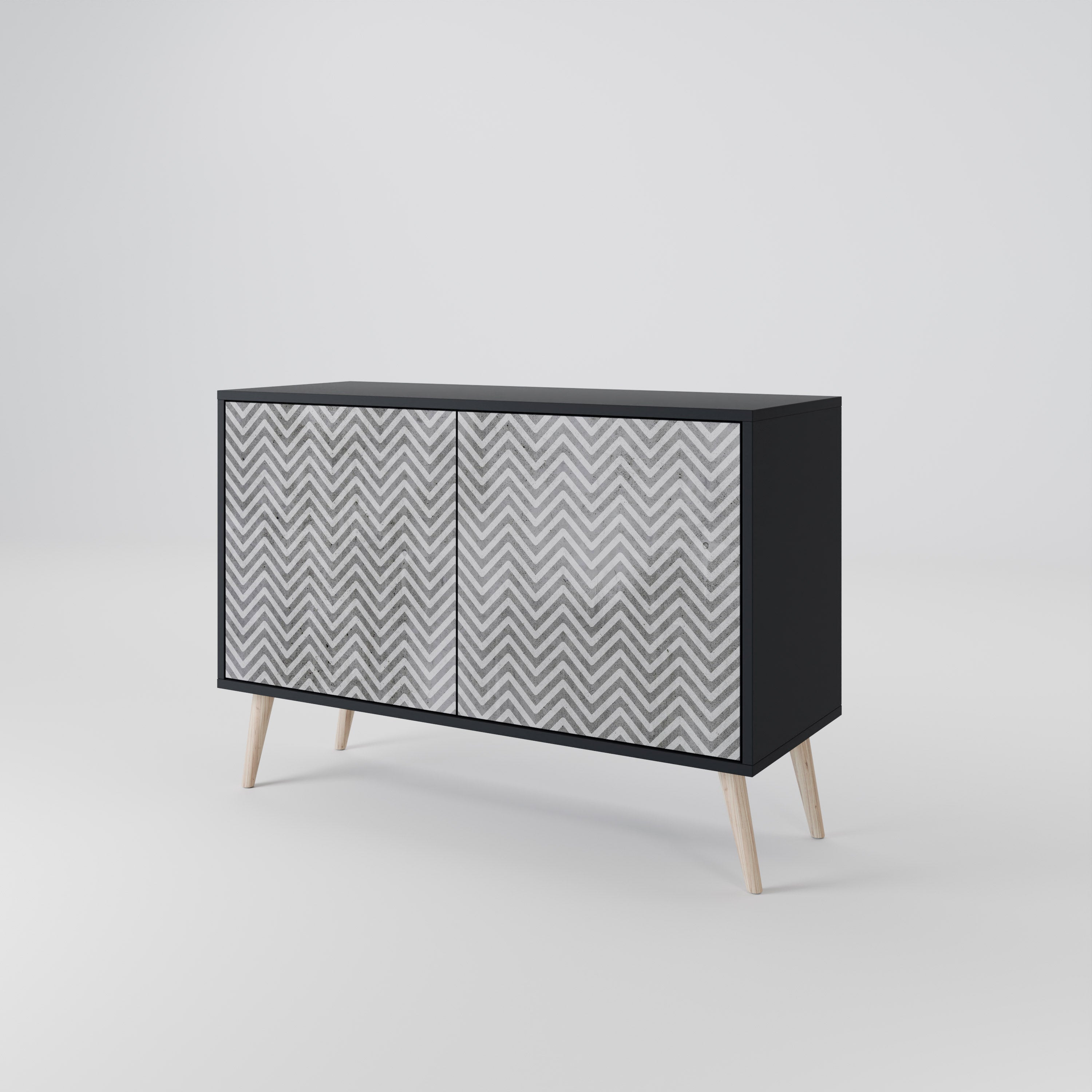 CONCRETE ZIG ZAG Komoda 2-drzwiowa korpus Czarny