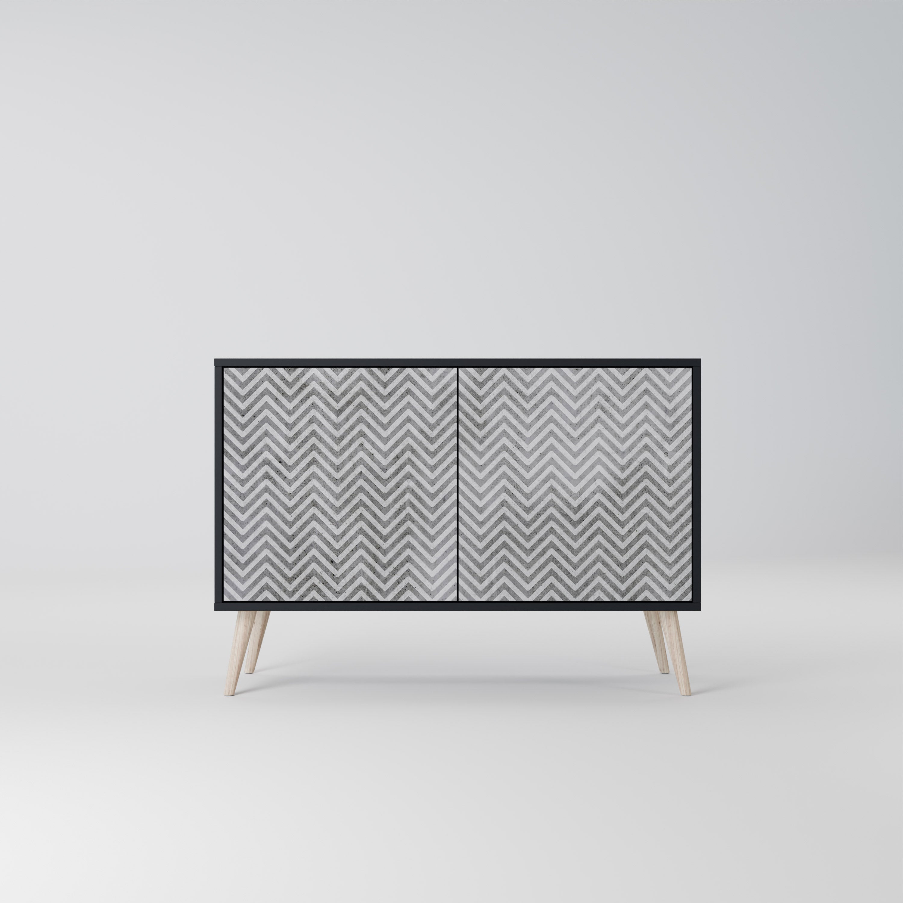 CONCRETE ZIG ZAG Komoda 2-drzwiowa korpus Czarny