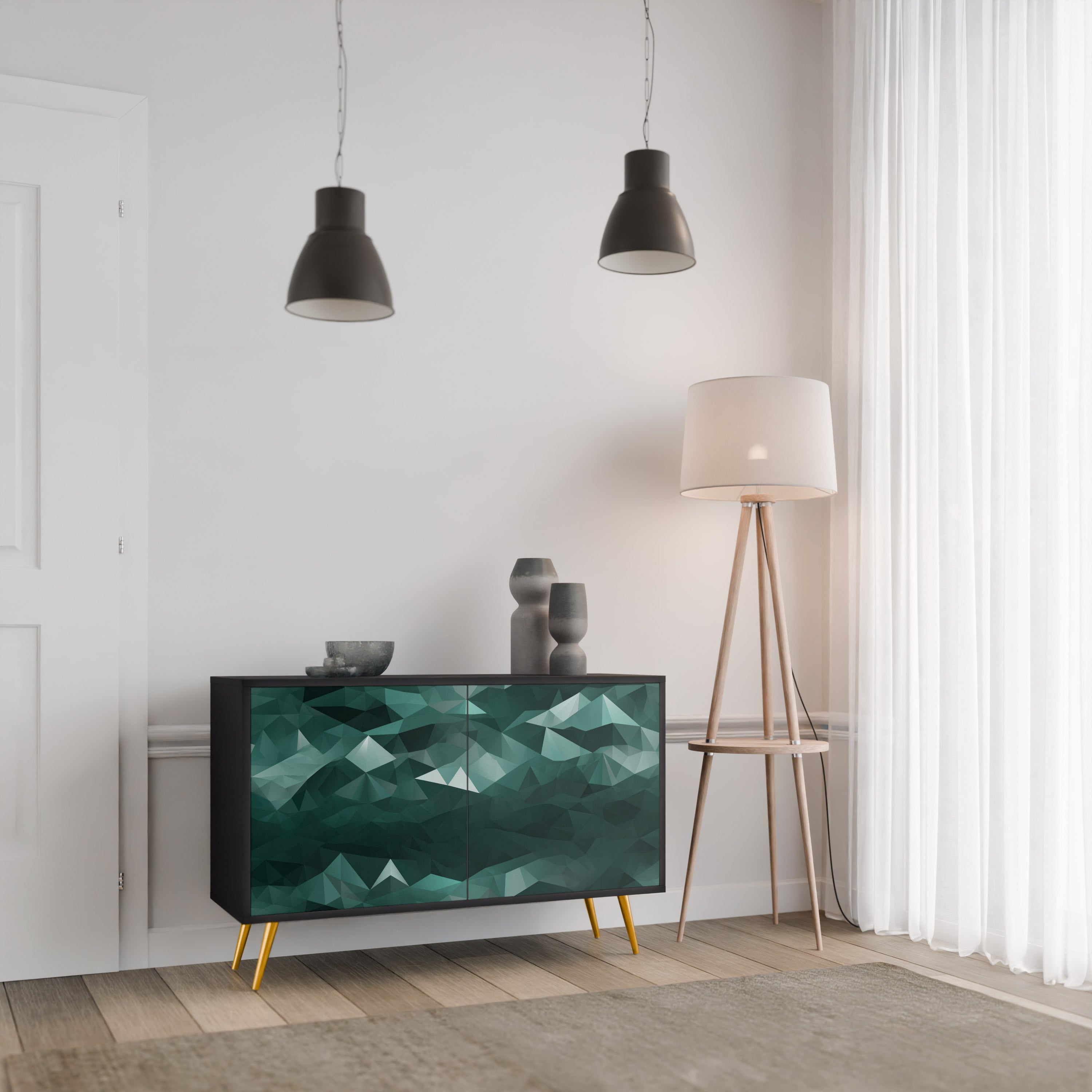 POLYGONAL FLOATING Komoda 2-drzwiowa korpus Czarny