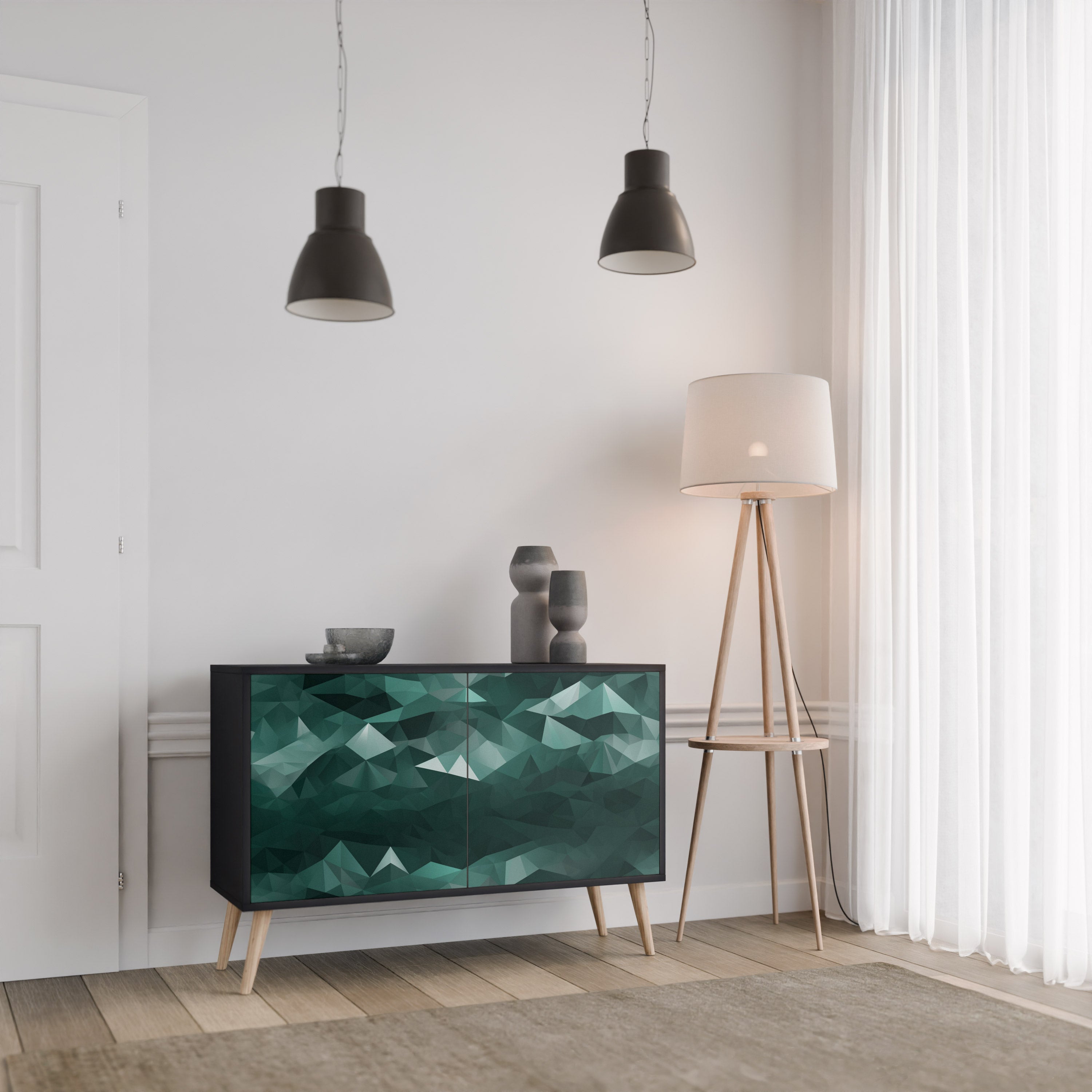 POLYGONAL FLOATING Komoda 2-drzwiowa korpus Czarny
