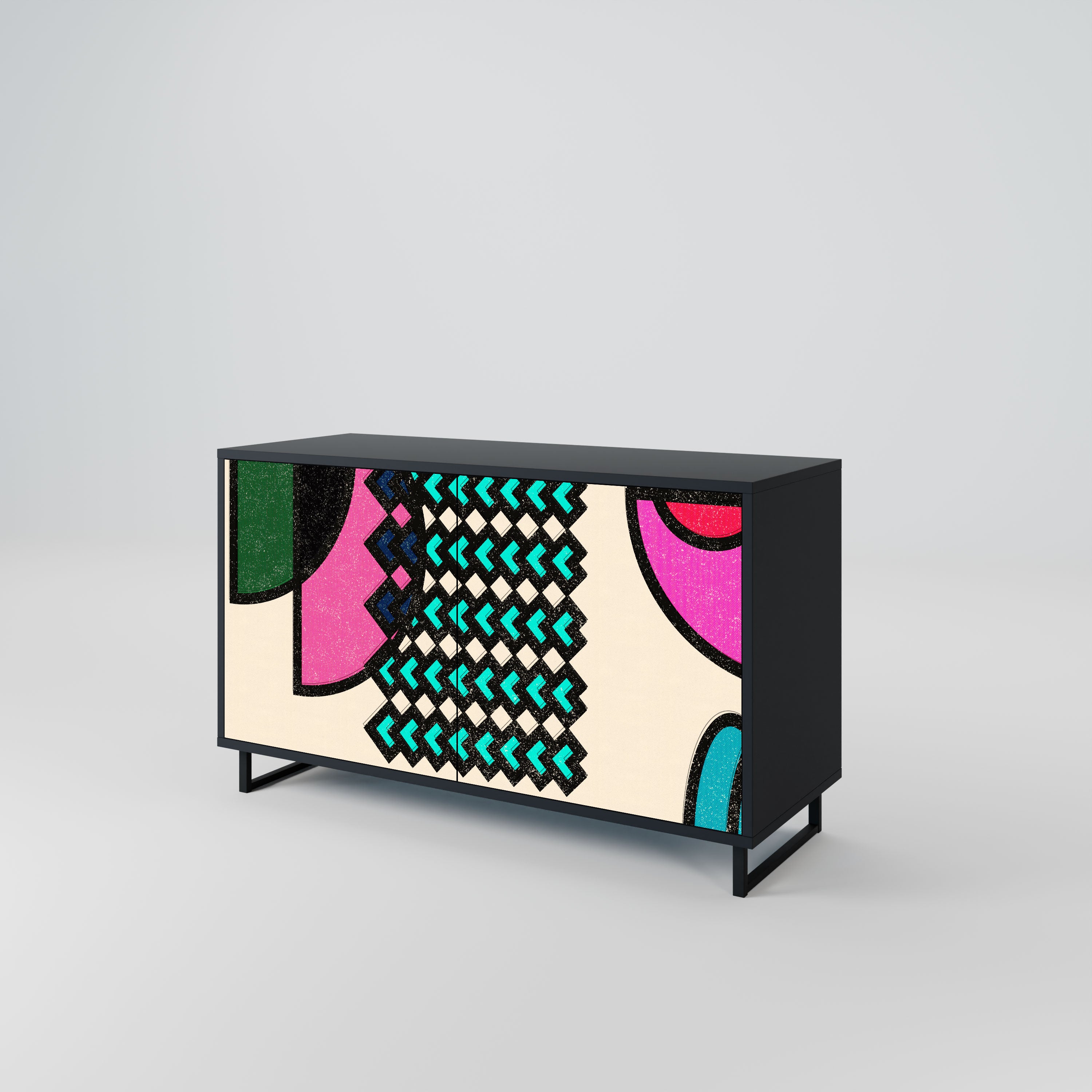 GEOMETRIC RHAPSODY Komoda 2-drzwiowa korpus Czarny