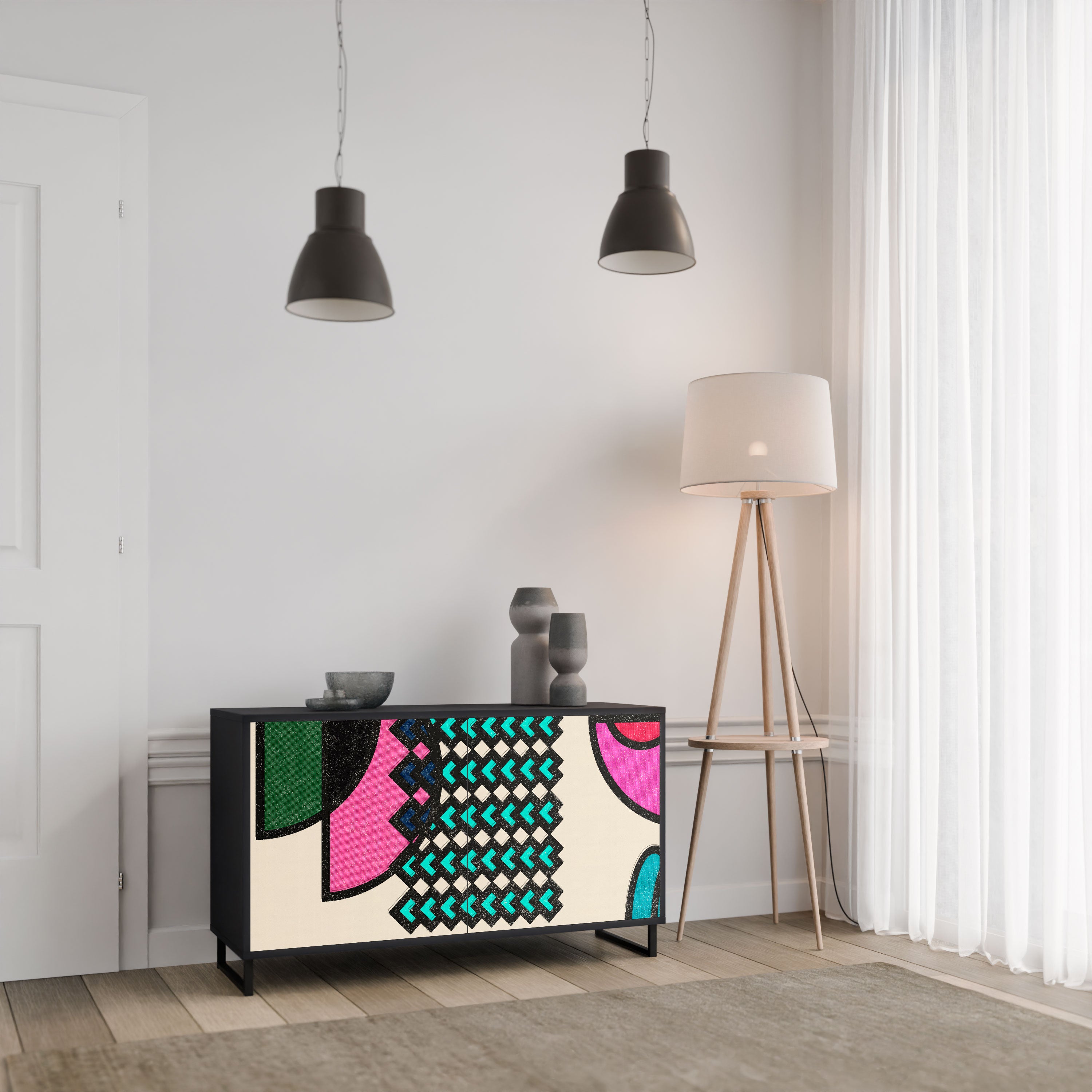 GEOMETRIC RHAPSODY Komoda 2-drzwiowa korpus Czarny