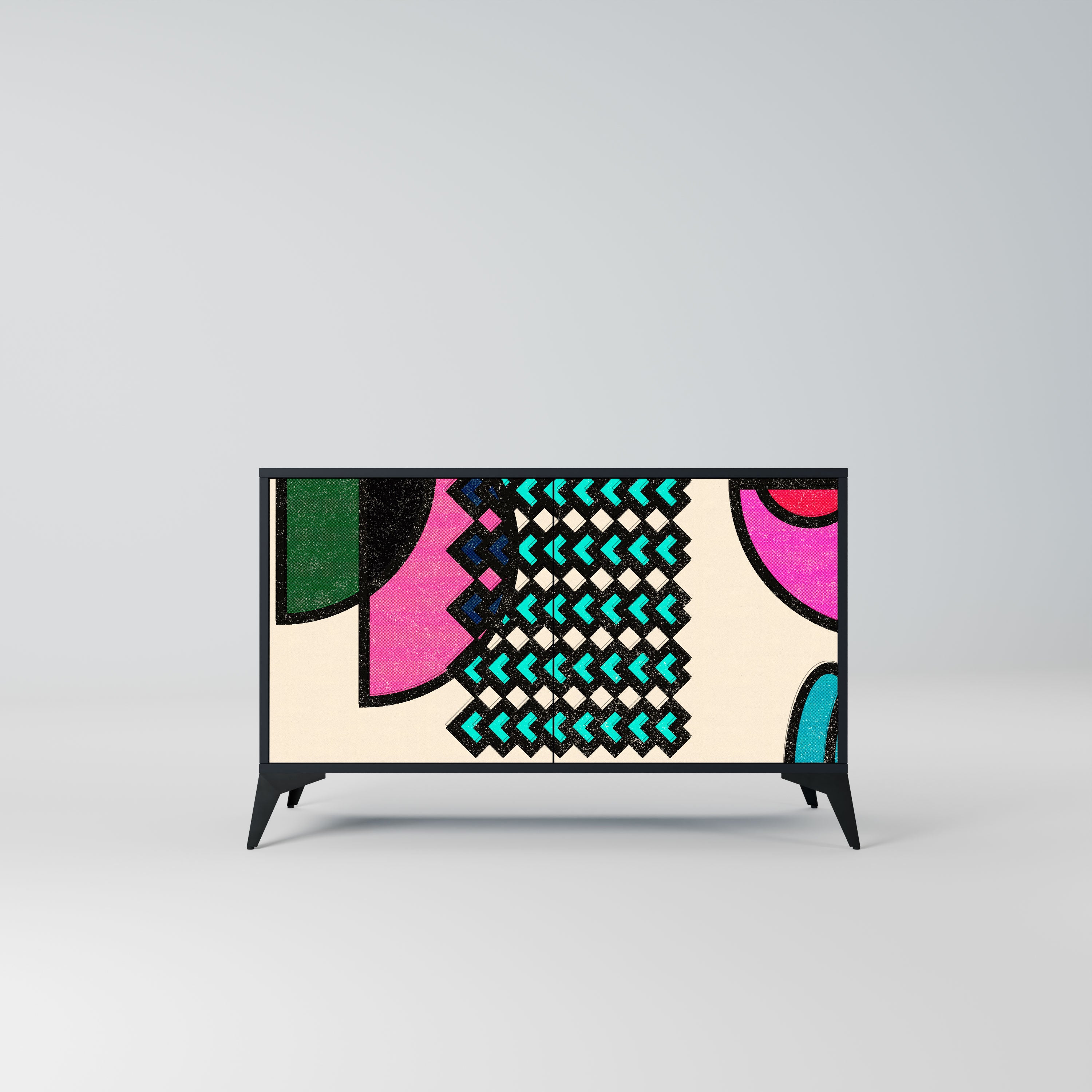 GEOMETRIC RHAPSODY Komoda 2-drzwiowa korpus Czarny