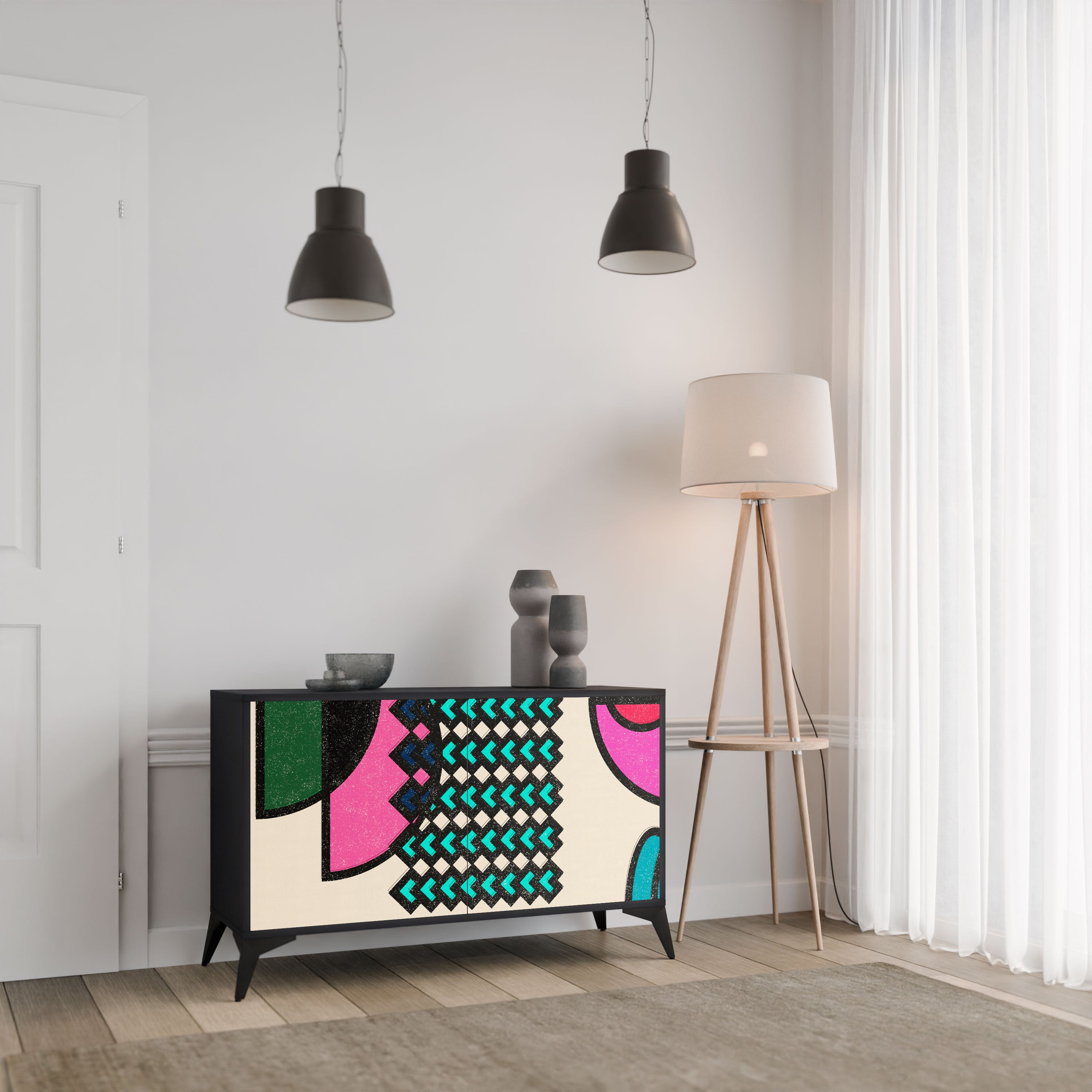 GEOMETRIC RHAPSODY Komoda 2-drzwiowa korpus Czarny
