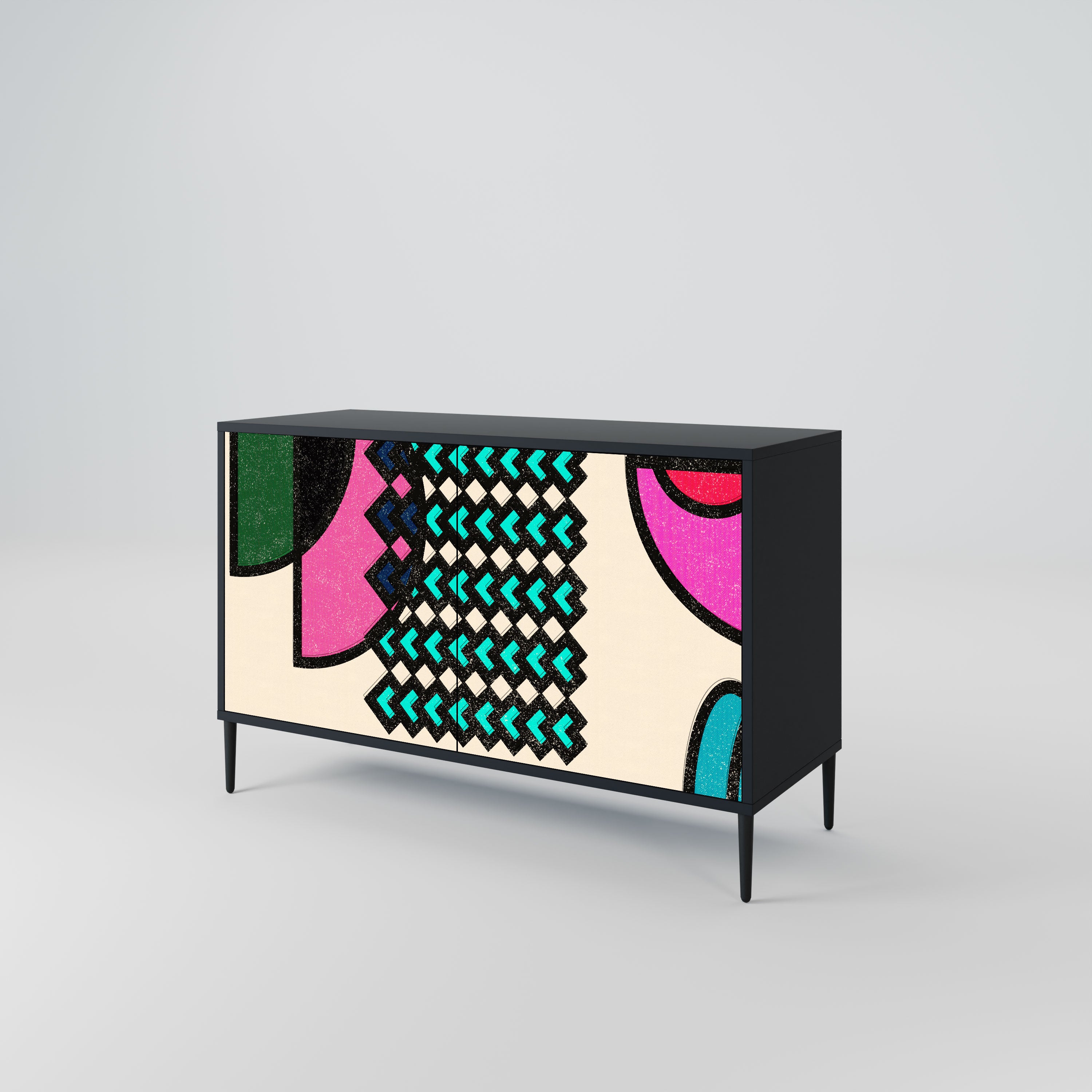 GEOMETRIC RHAPSODY Komoda 2-drzwiowa korpus Czarny