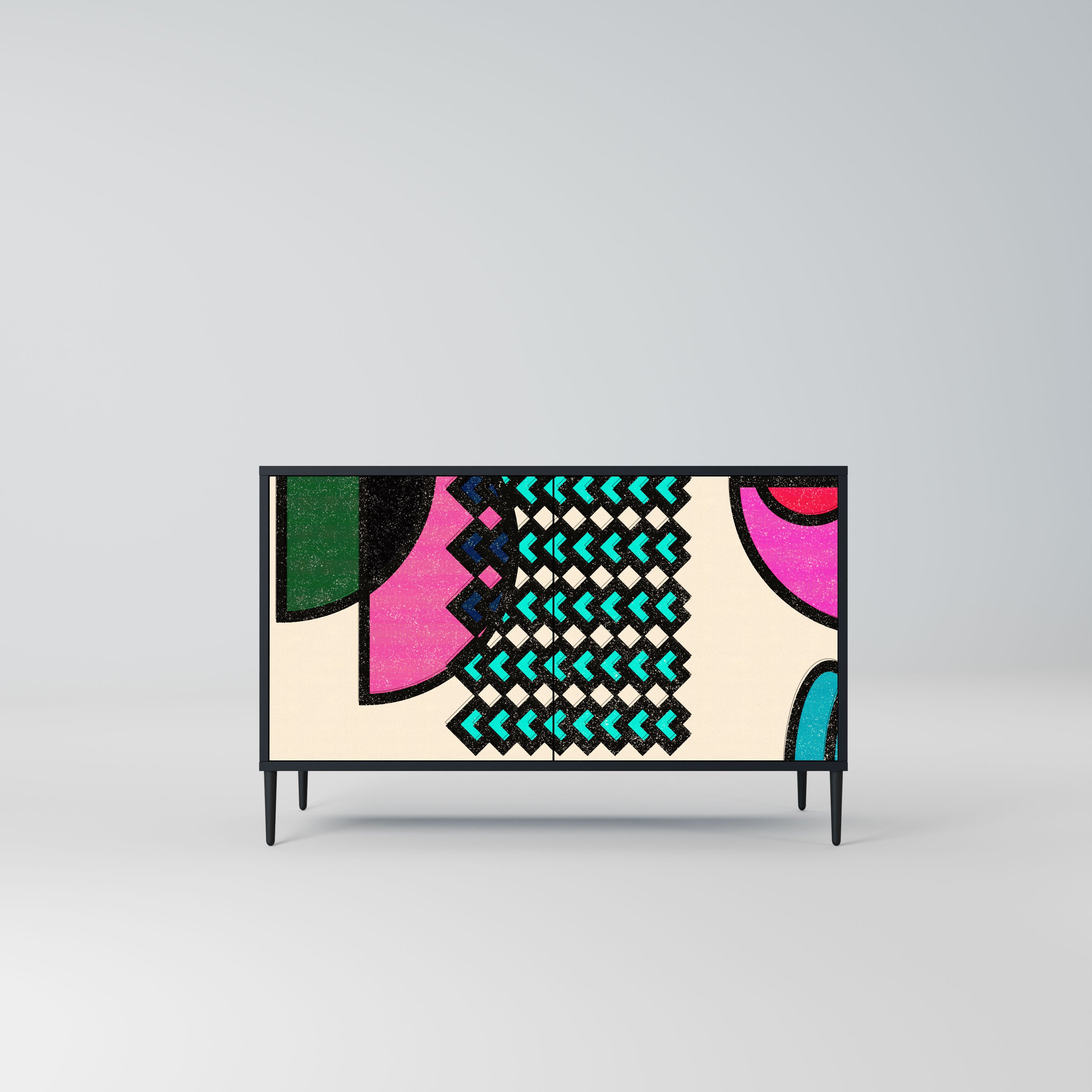 GEOMETRIC RHAPSODY Komoda 2-drzwiowa korpus Czarny