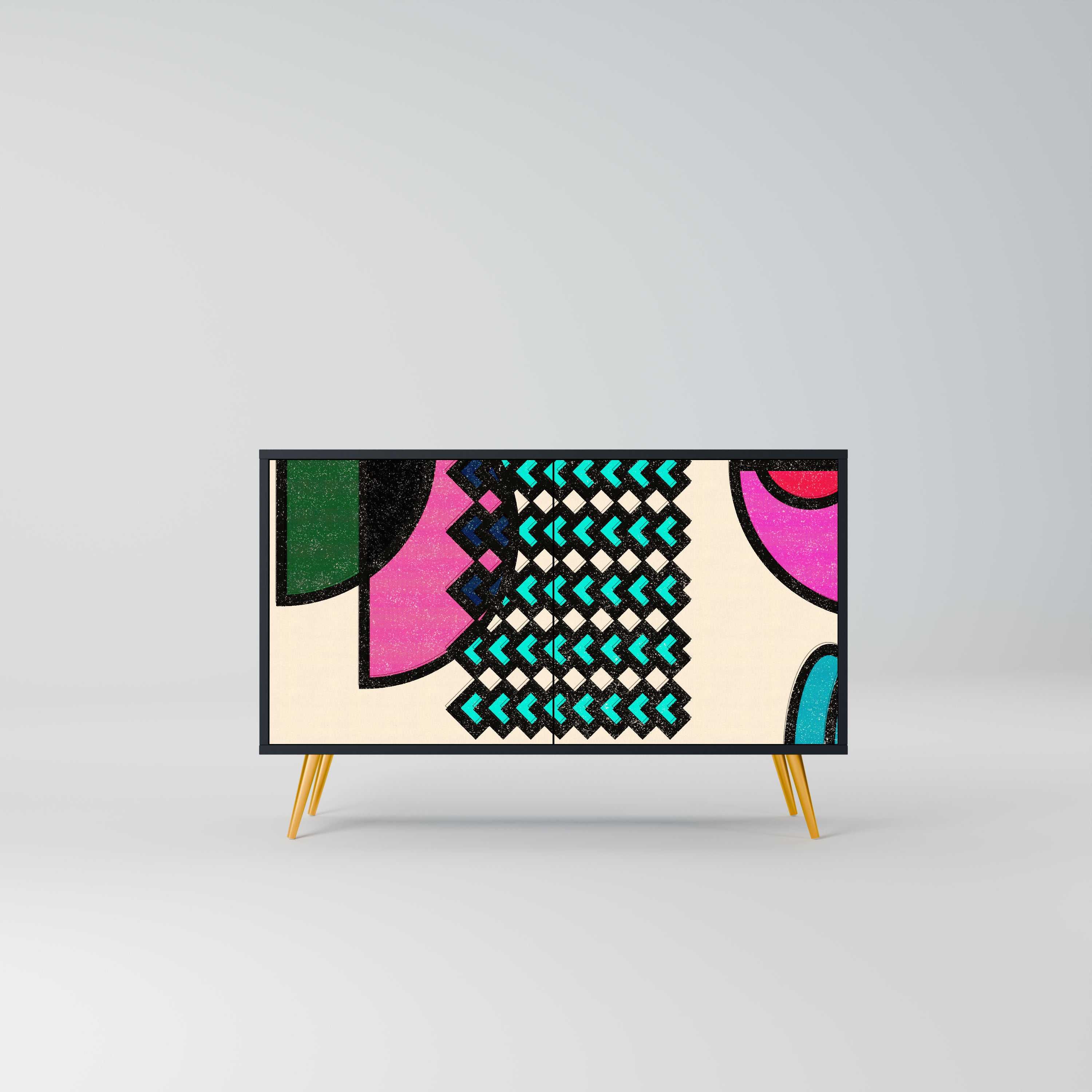 GEOMETRIC RHAPSODY Komoda 2-drzwiowa korpus Czarny