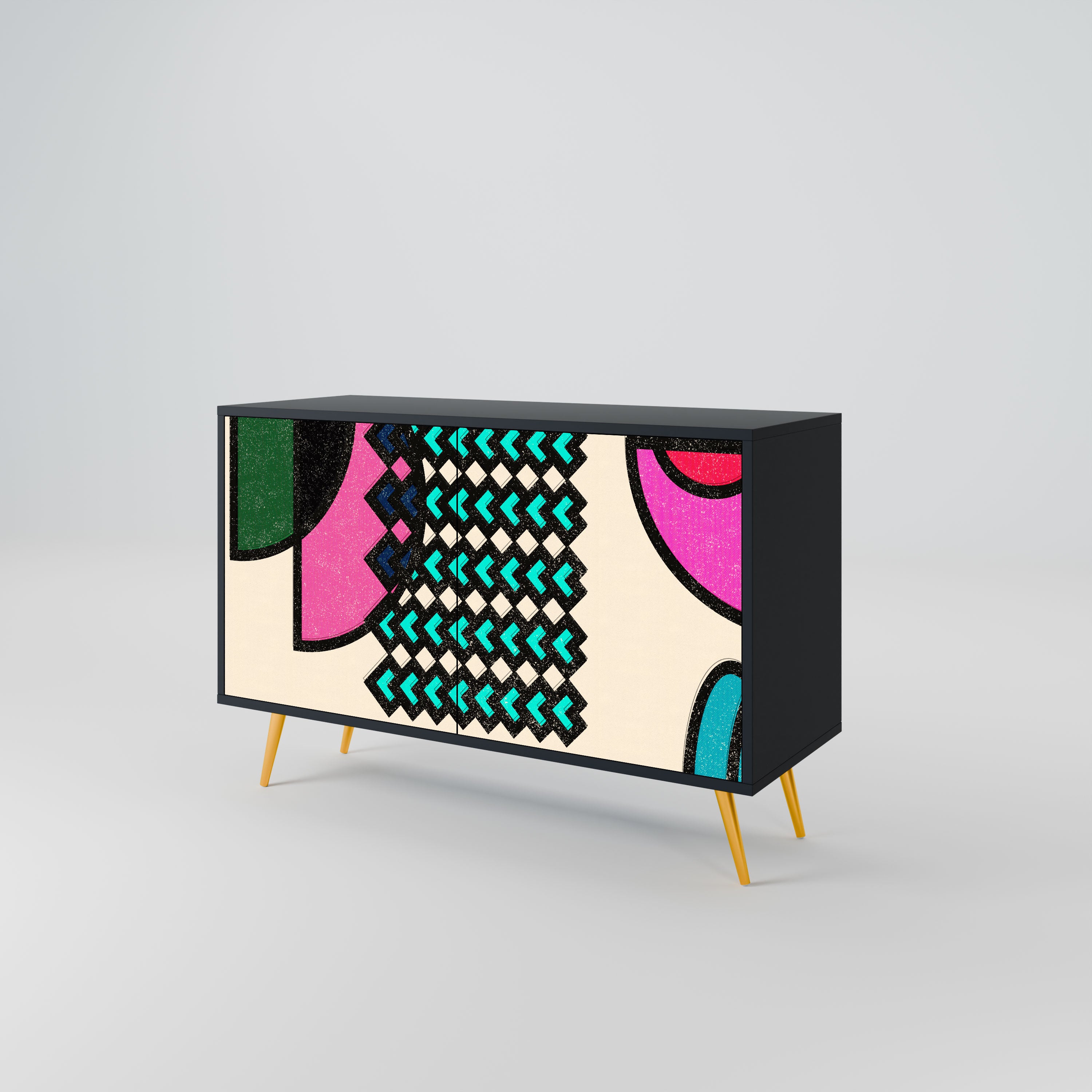 GEOMETRIC RHAPSODY Komoda 2-drzwiowa korpus Czarny