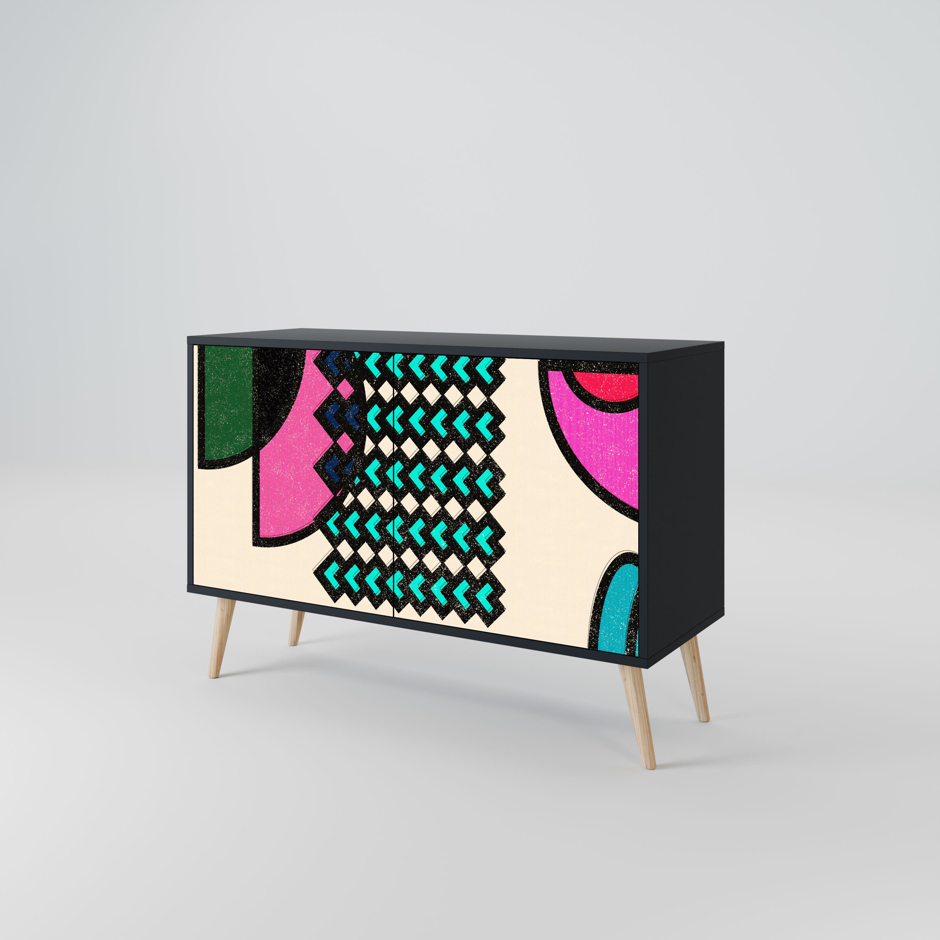 GEOMETRIC RHAPSODY Komoda 2-drzwiowa korpus Czarny