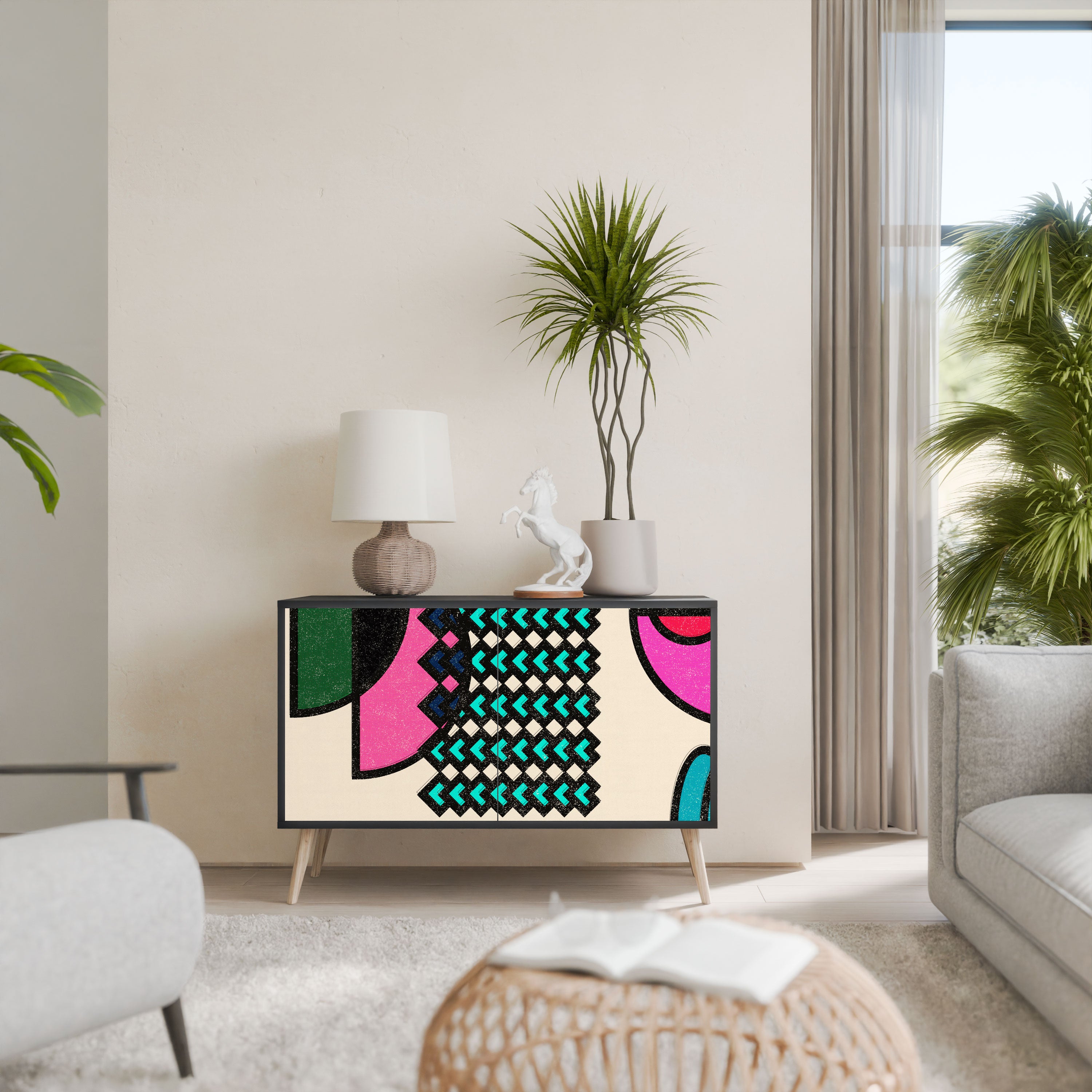 GEOMETRIC RHAPSODY Komoda 2-drzwiowa korpus Czarny