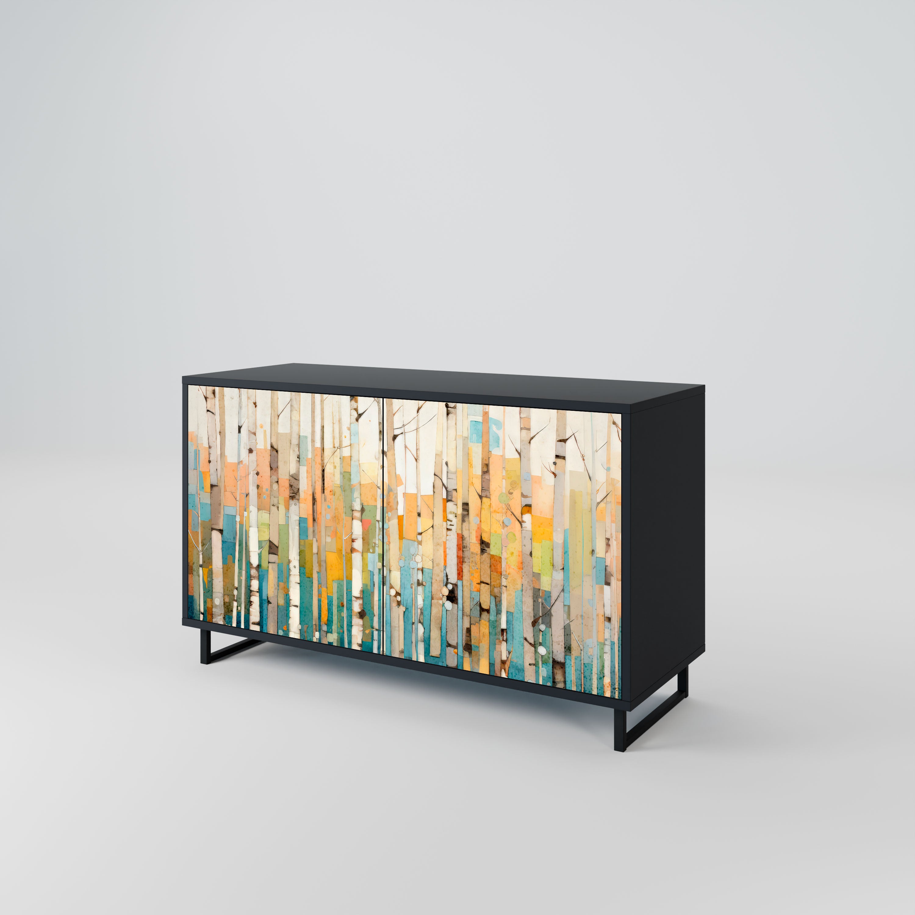 BIRCH KALEIDOSCOPE Komoda 2-drzwiowa korpus Czarny