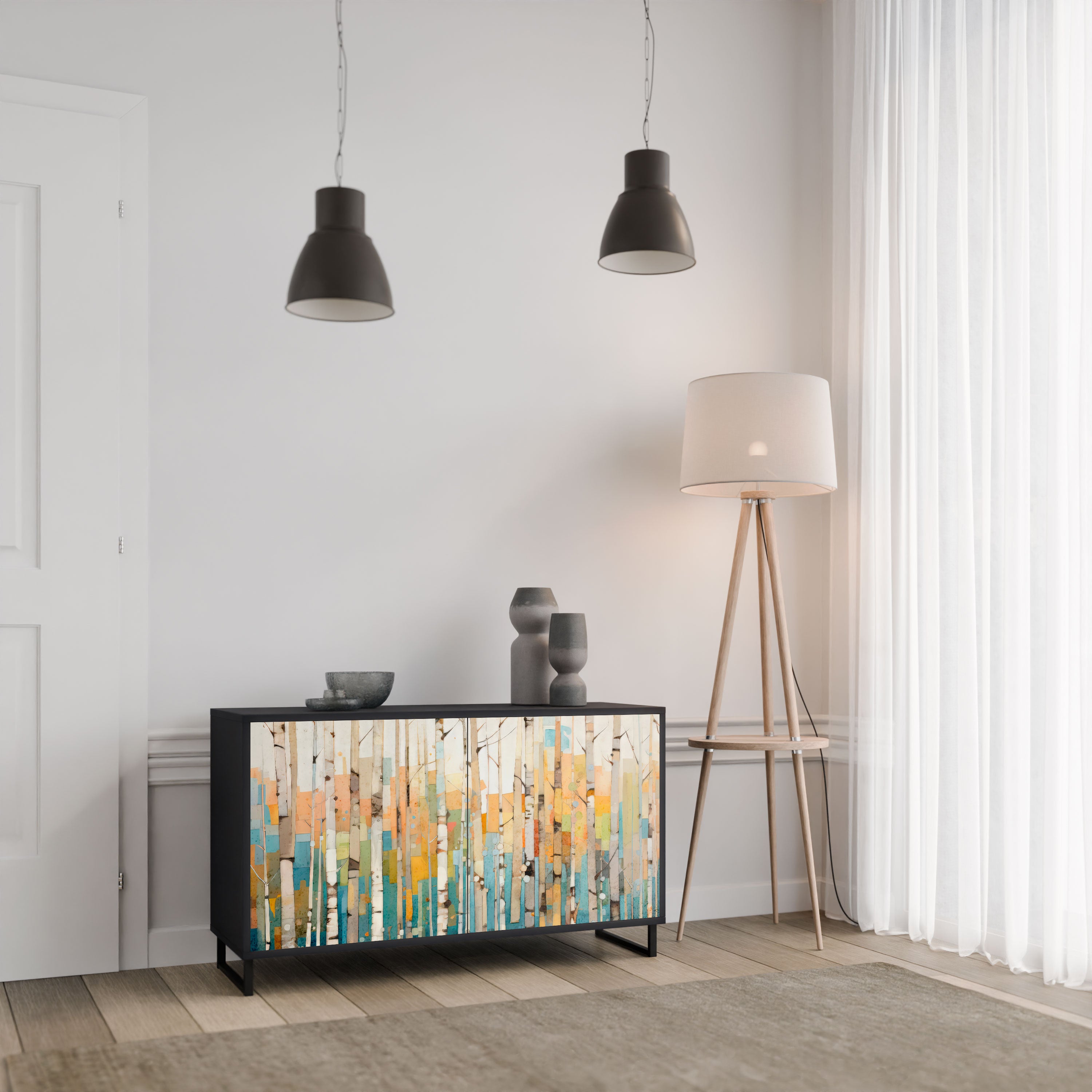 BIRCH KALEIDOSCOPE Komoda 2-drzwiowa korpus Czarny