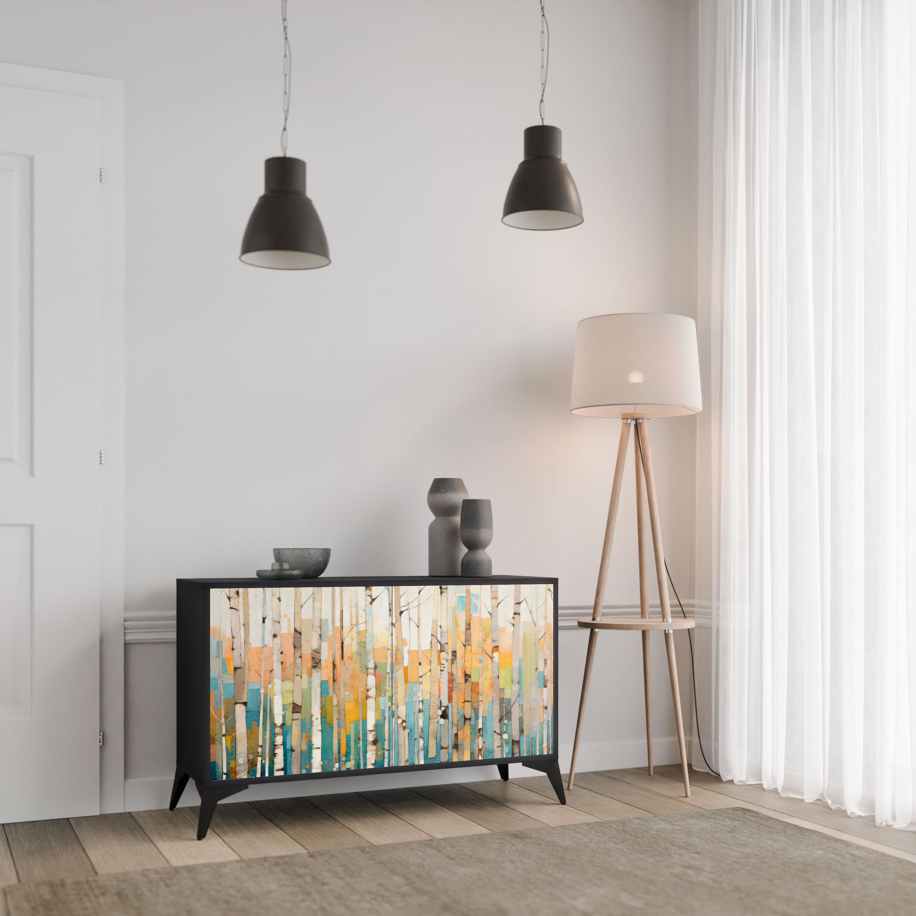 BIRCH KALEIDOSCOPE Komoda 2-drzwiowa korpus Czarny