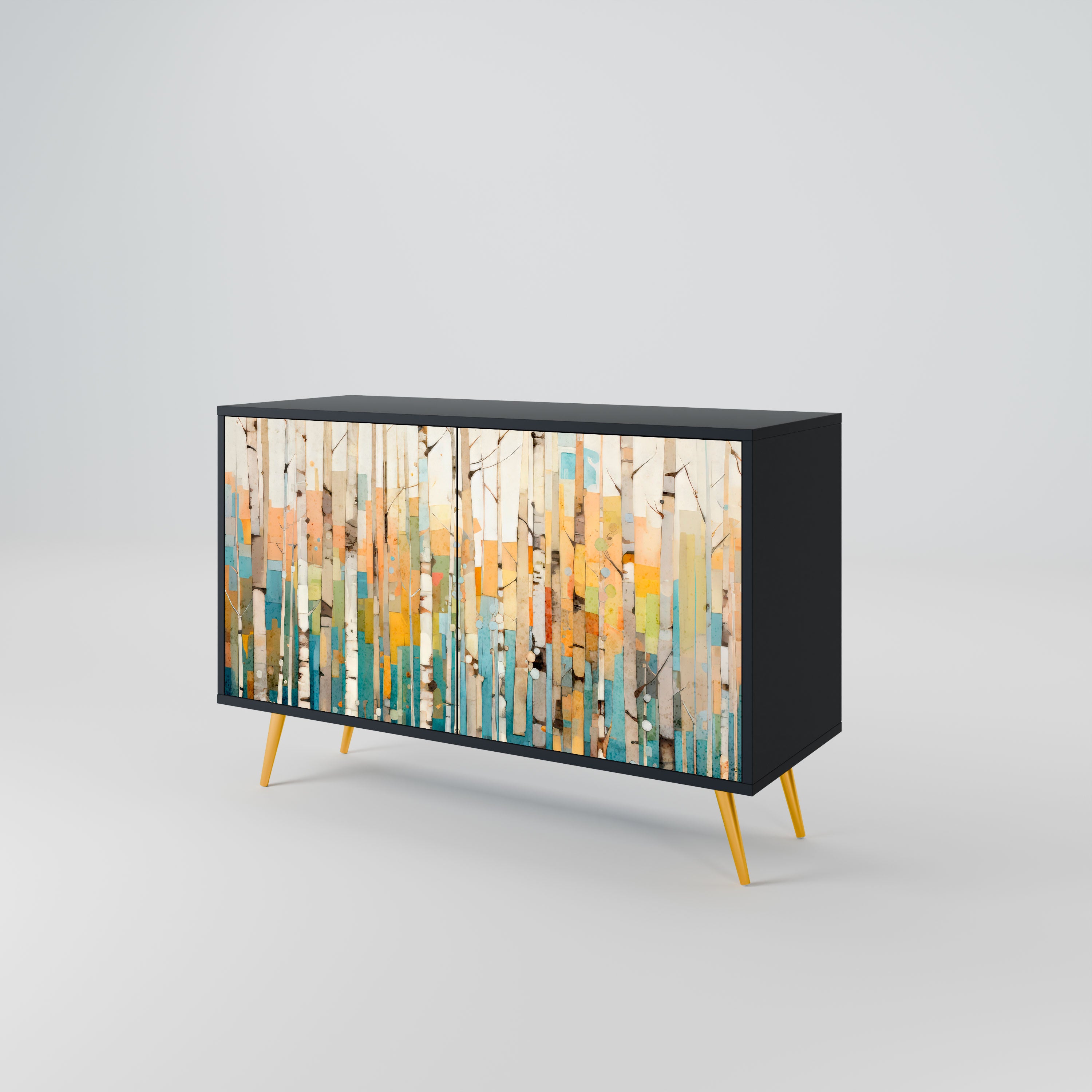 BIRCH KALEIDOSCOPE Komoda 2-drzwiowa korpus Czarny