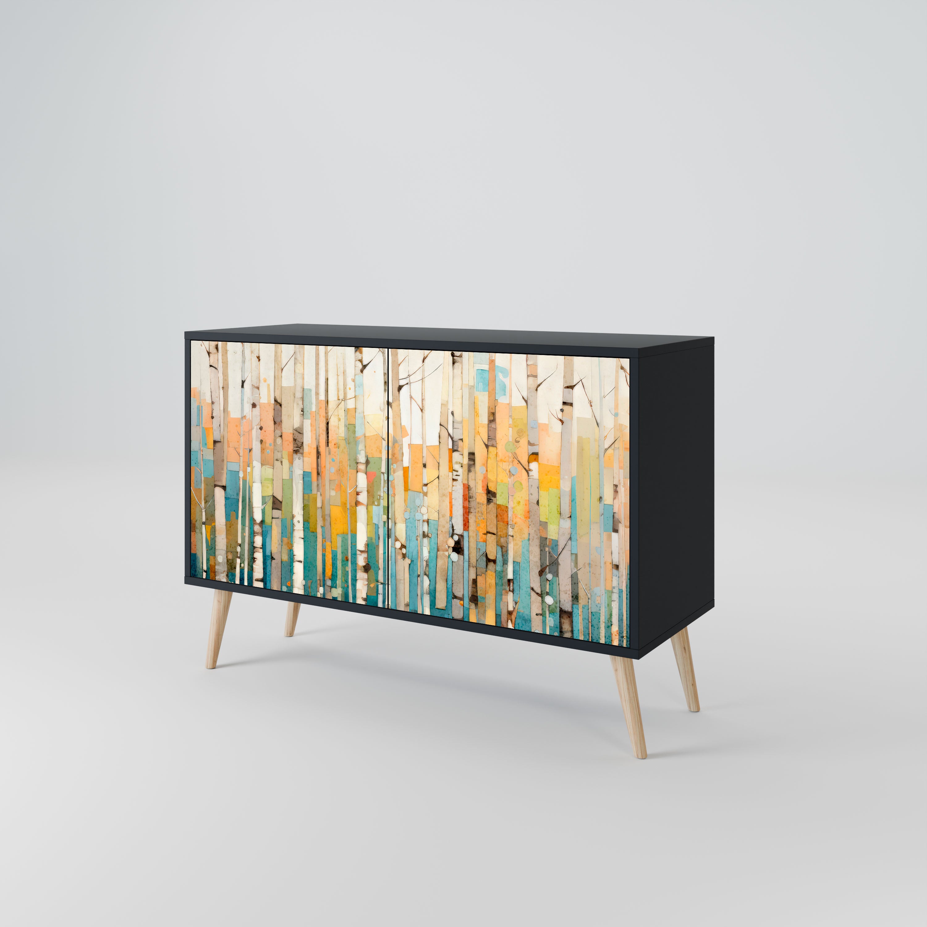BIRCH KALEIDOSCOPE Komoda 2-drzwiowa korpus Czarny