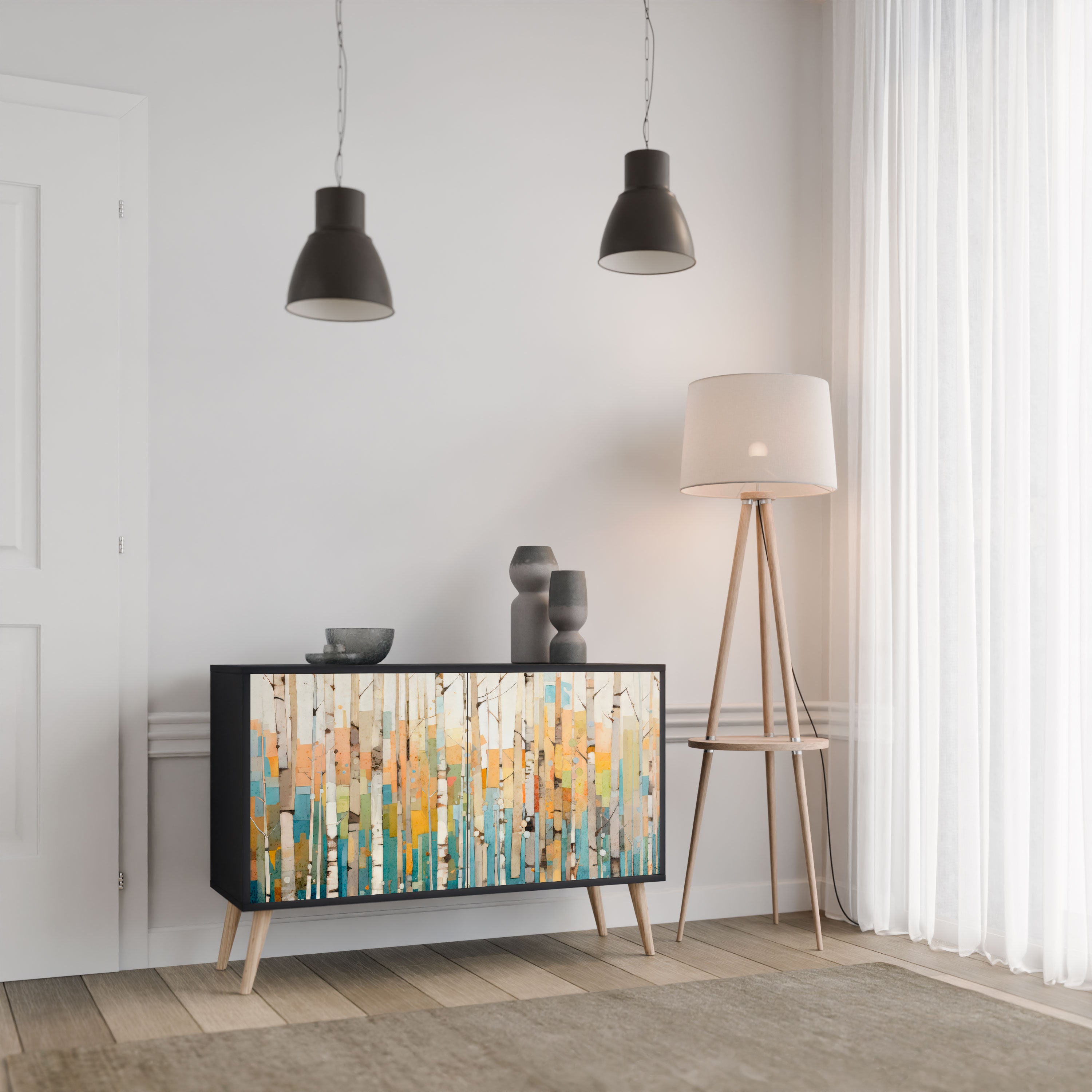 BIRCH KALEIDOSCOPE Komoda 2-drzwiowa korpus Czarny