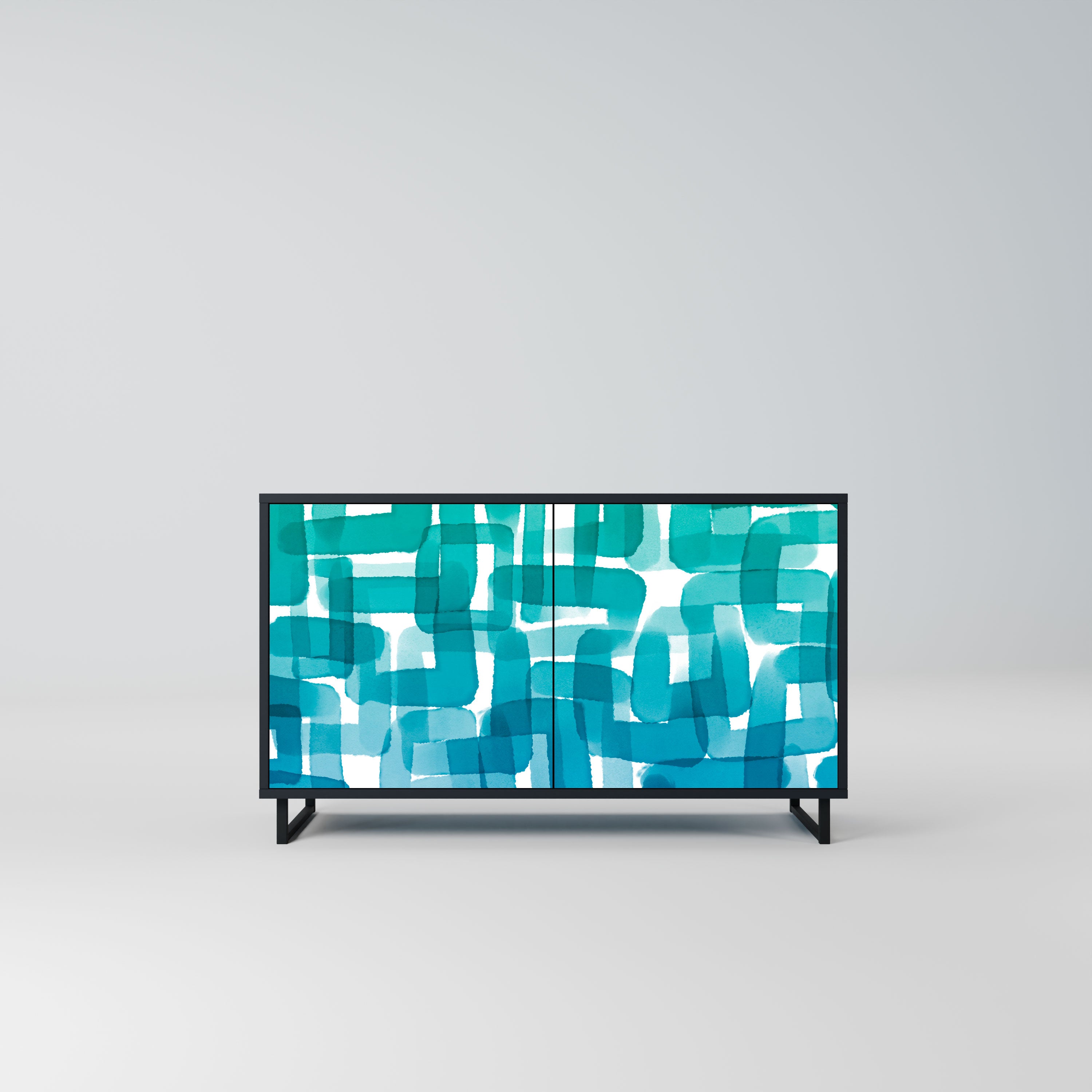 TURQUOISE RECTANGLES Komoda 2-drzwiowa korpus Czarny