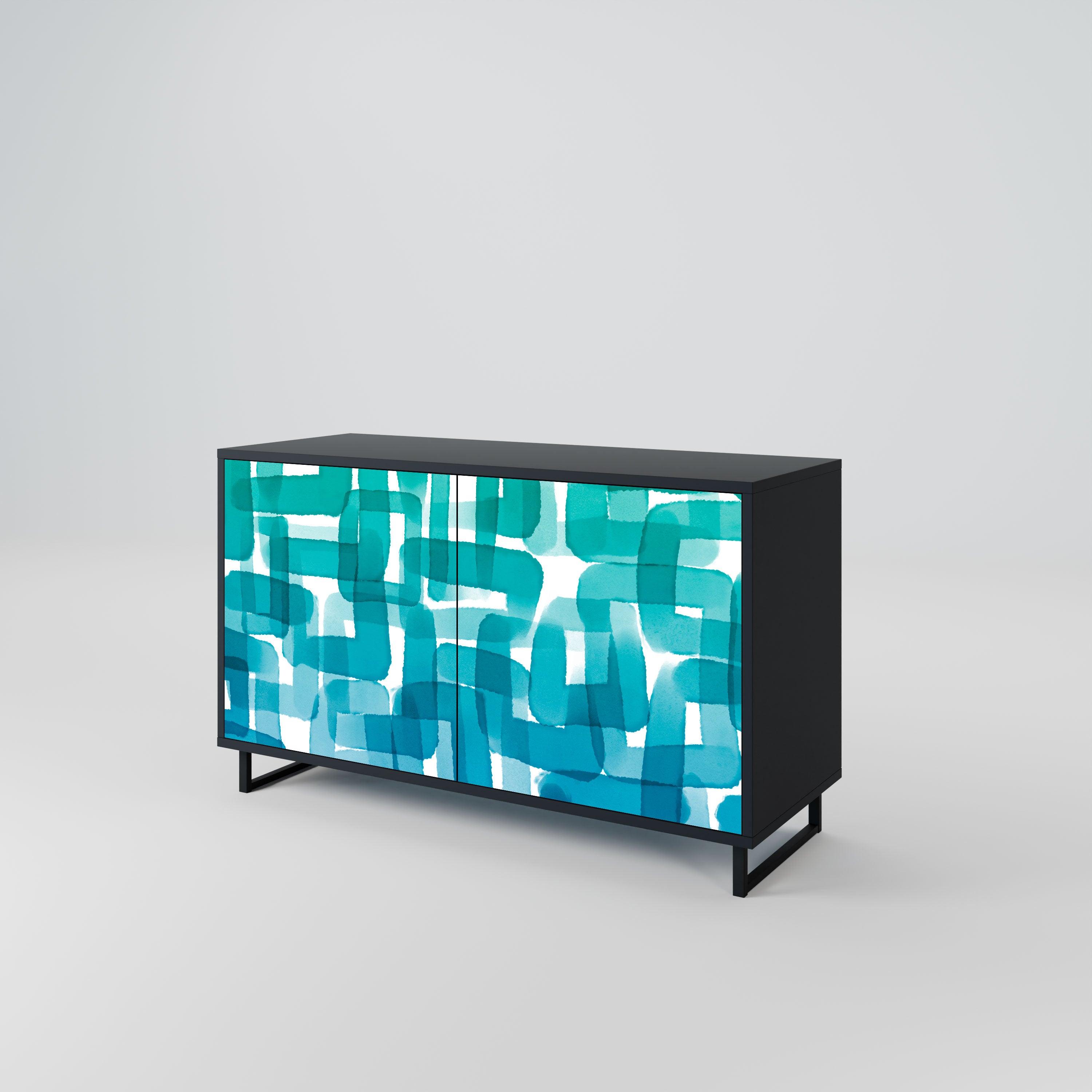 TURQUOISE RECTANGLES Komoda 2-drzwiowa korpus Czarny