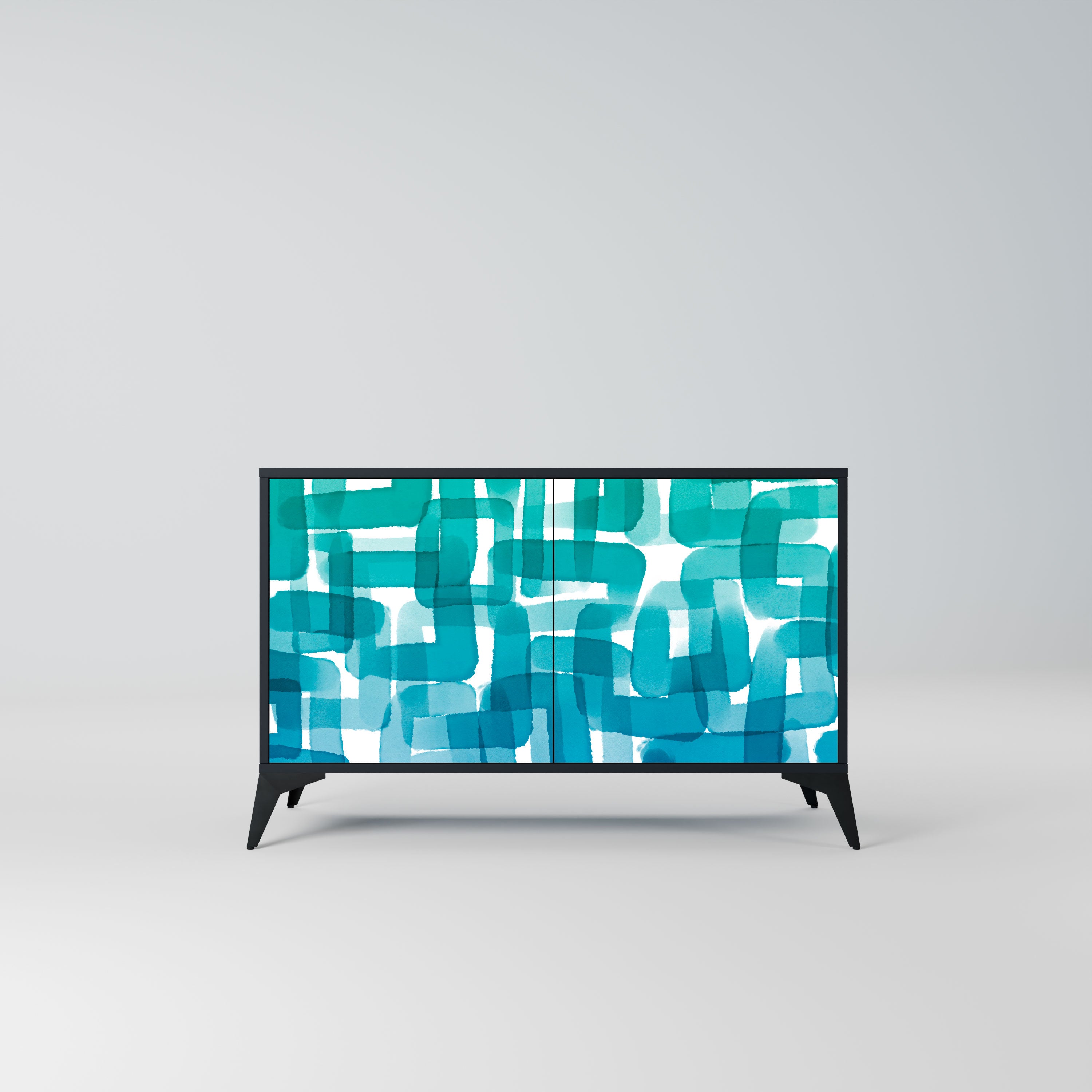 TURQUOISE RECTANGLES Komoda 2-drzwiowa korpus Czarny
