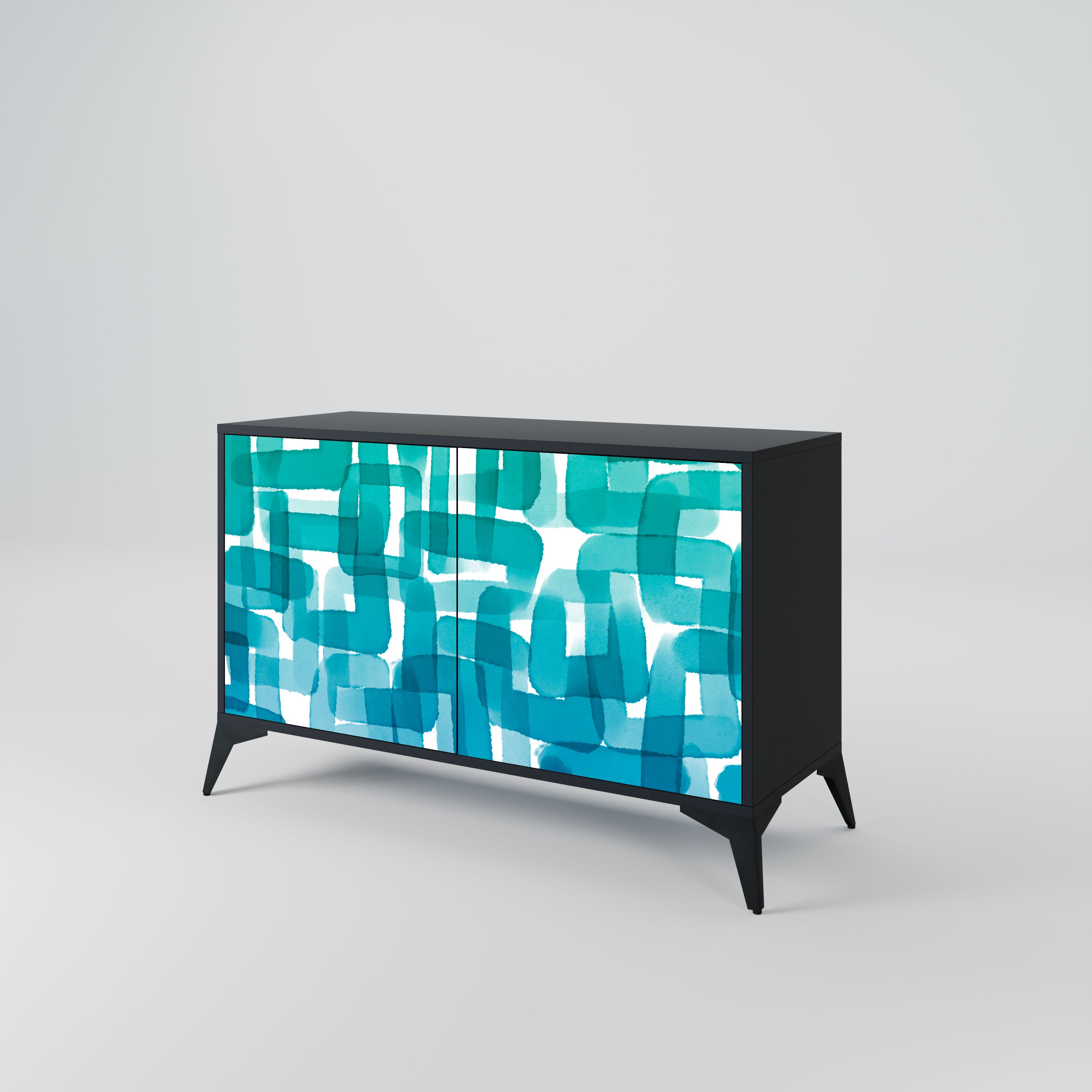 TURQUOISE RECTANGLES Komoda 2-drzwiowa korpus Czarny