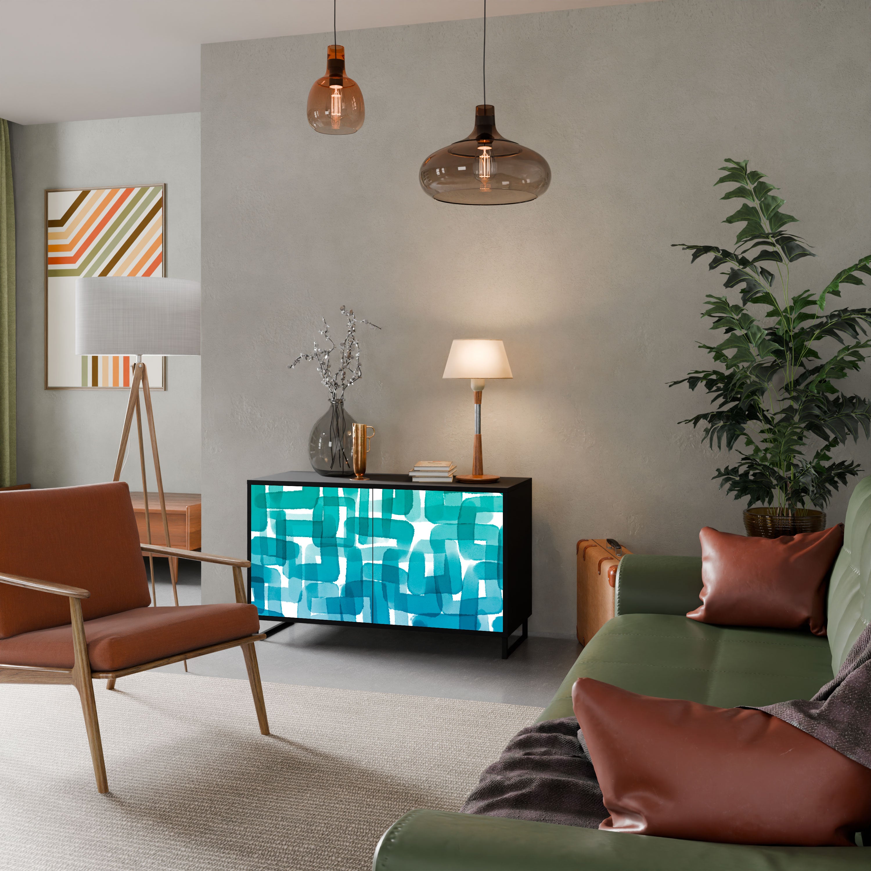 TURQUOISE RECTANGLES Komoda 2-drzwiowa korpus Czarny