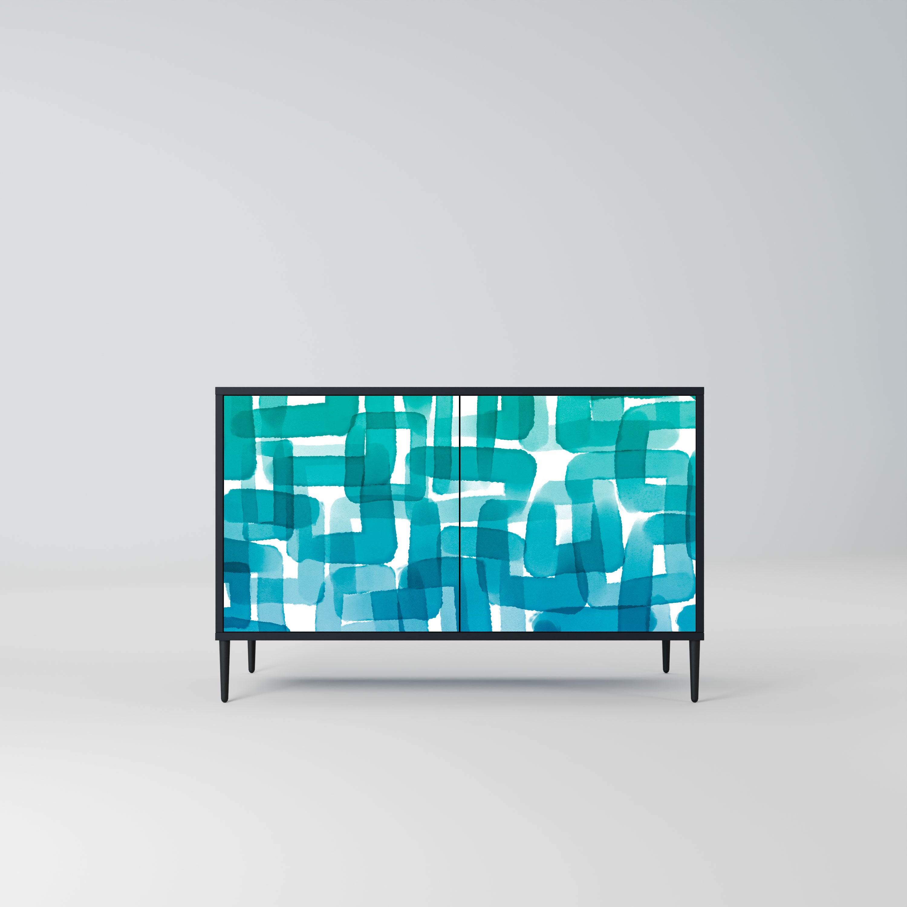 TURQUOISE RECTANGLES Komoda 2-drzwiowa korpus Czarny