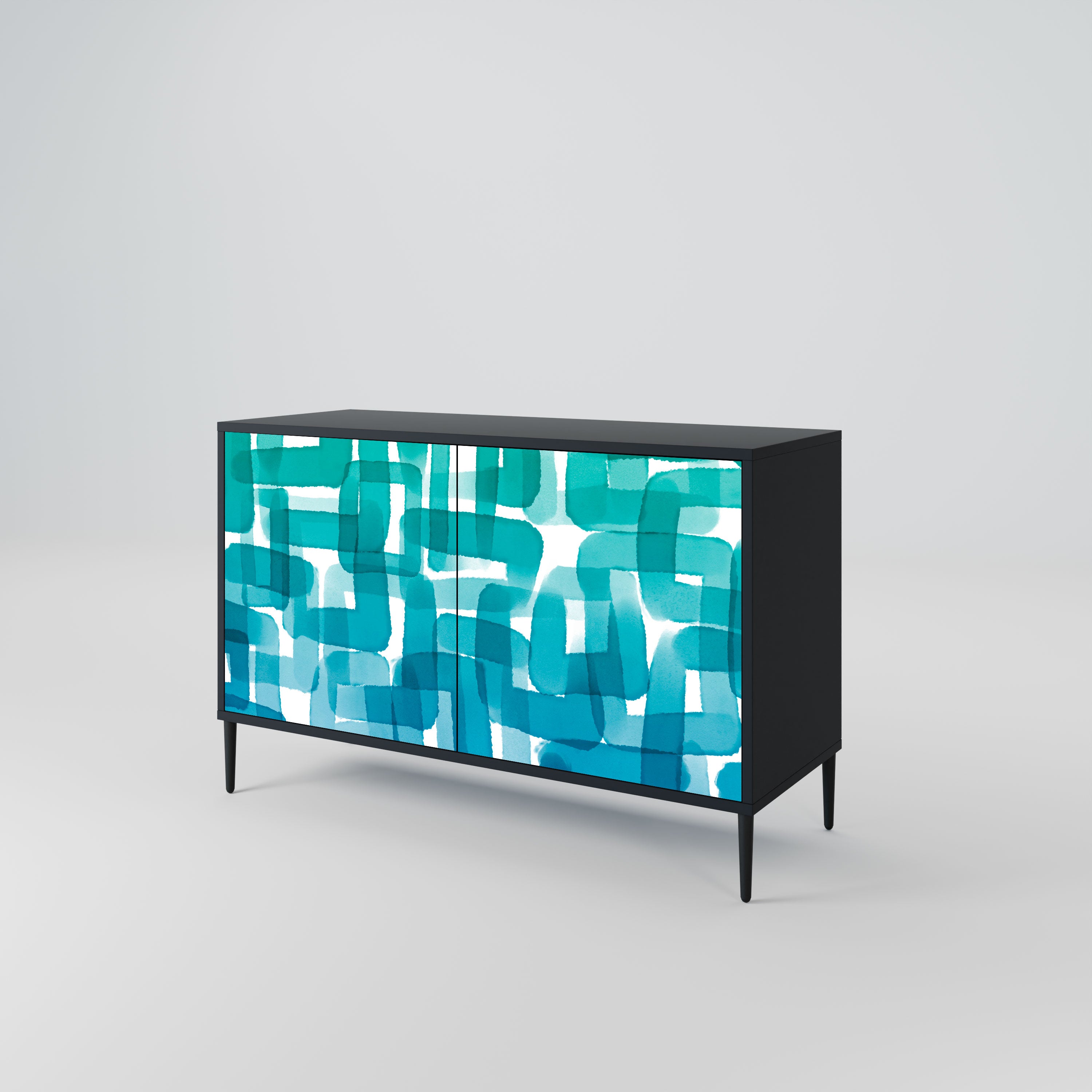 TURQUOISE RECTANGLES Komoda 2-drzwiowa korpus Czarny