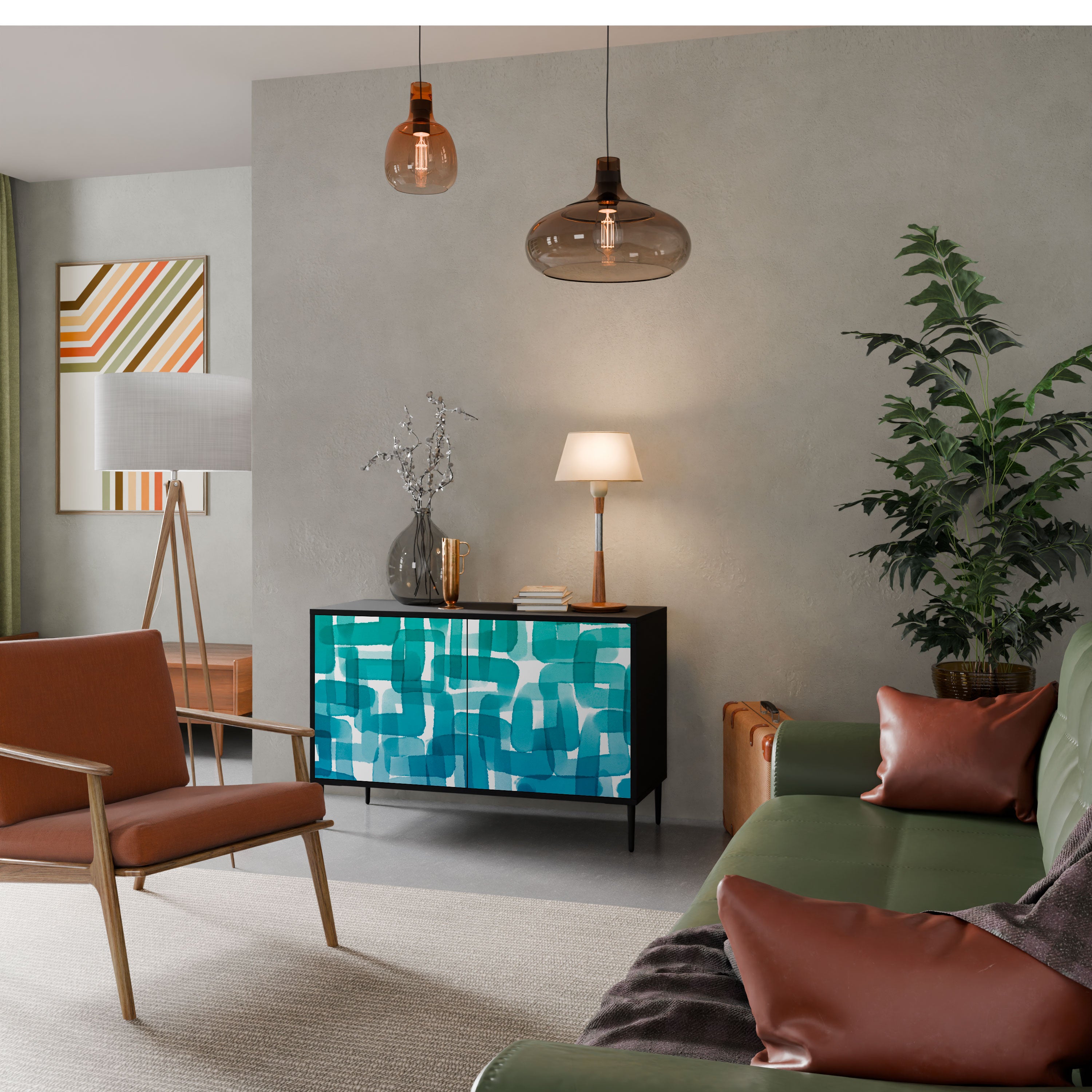 TURQUOISE RECTANGLES Komoda 2-drzwiowa korpus Czarny