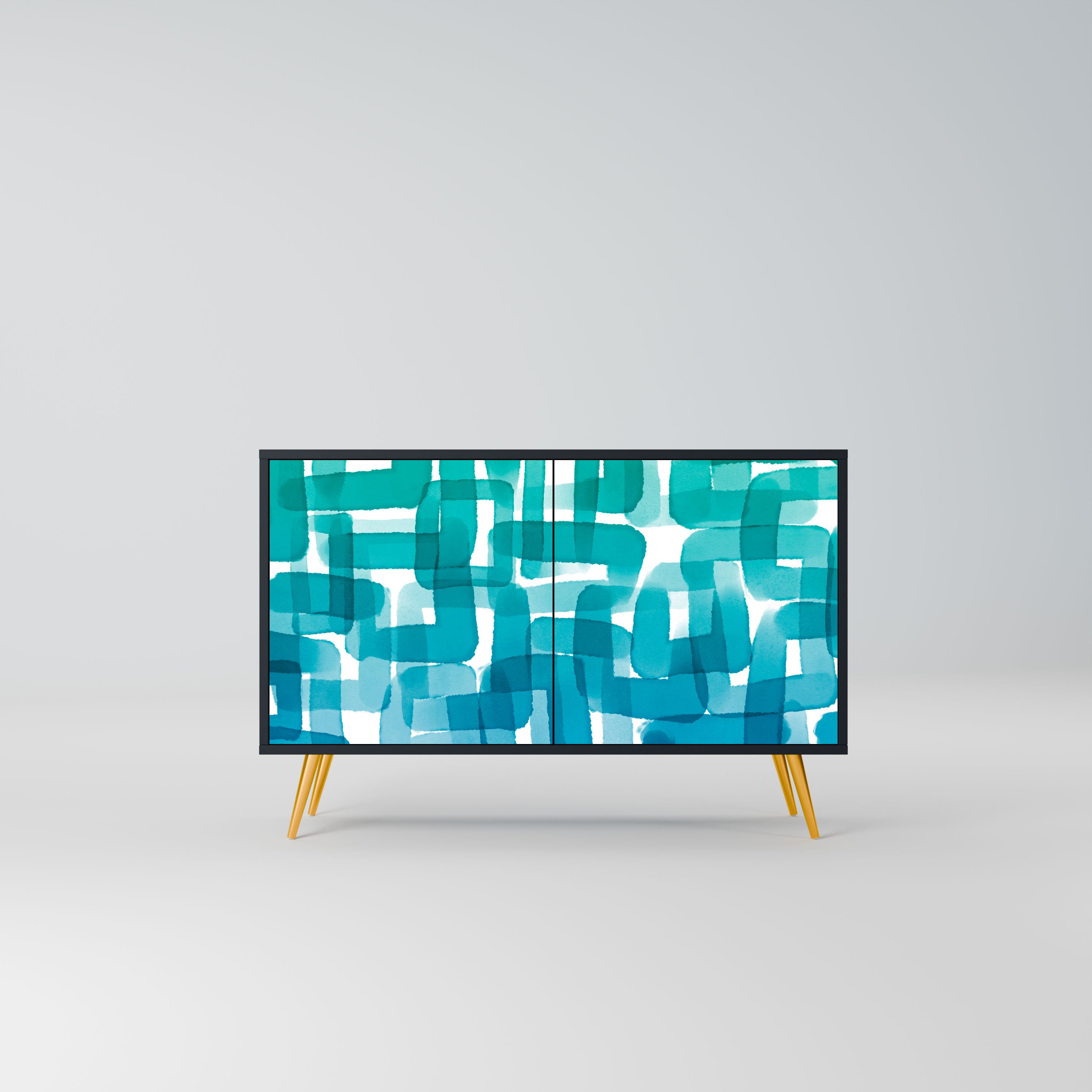 TURQUOISE RECTANGLES Komoda 2-drzwiowa korpus Czarny