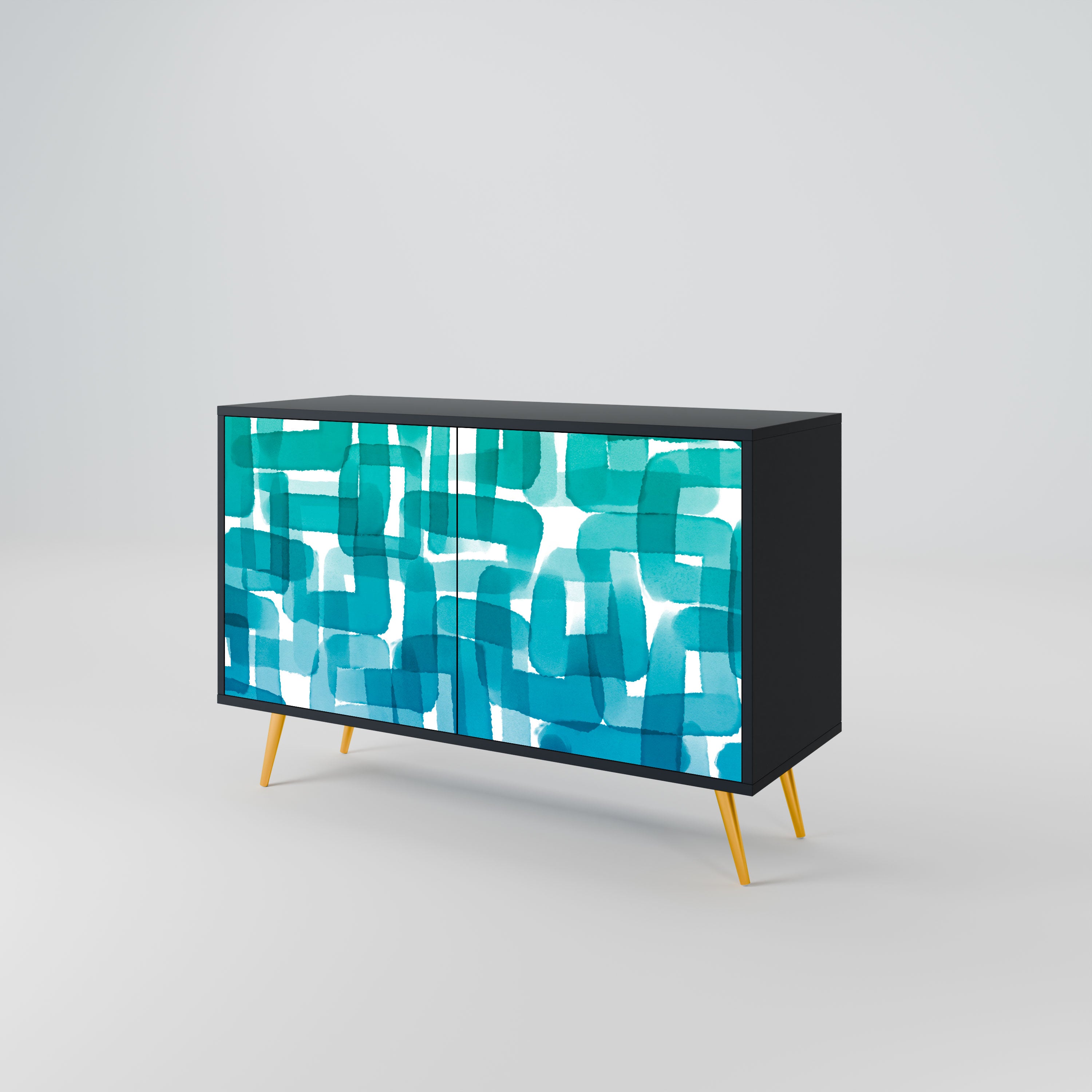 TURQUOISE RECTANGLES Komoda 2-drzwiowa korpus Czarny