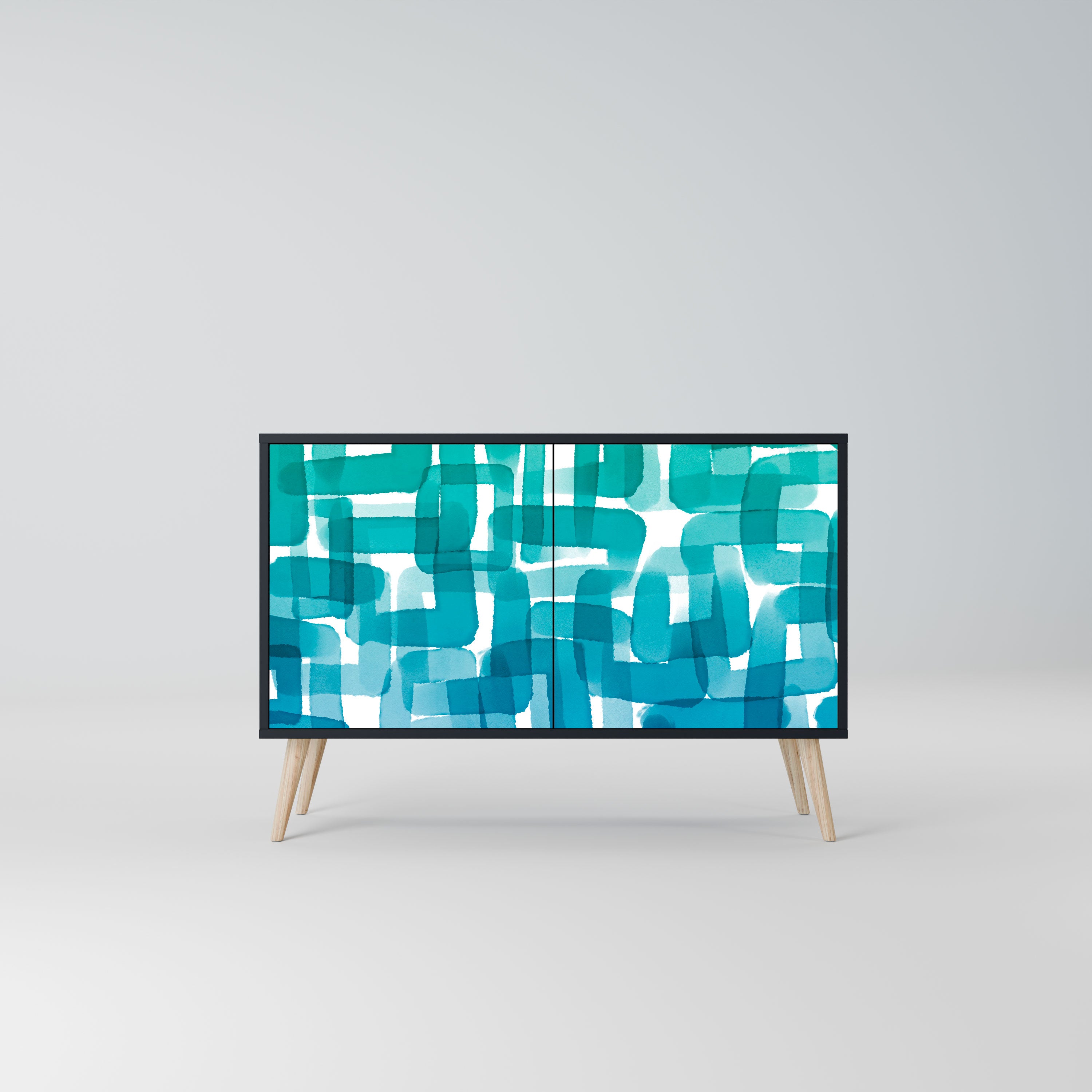 TURQUOISE RECTANGLES Komoda 2-drzwiowa korpus Czarny