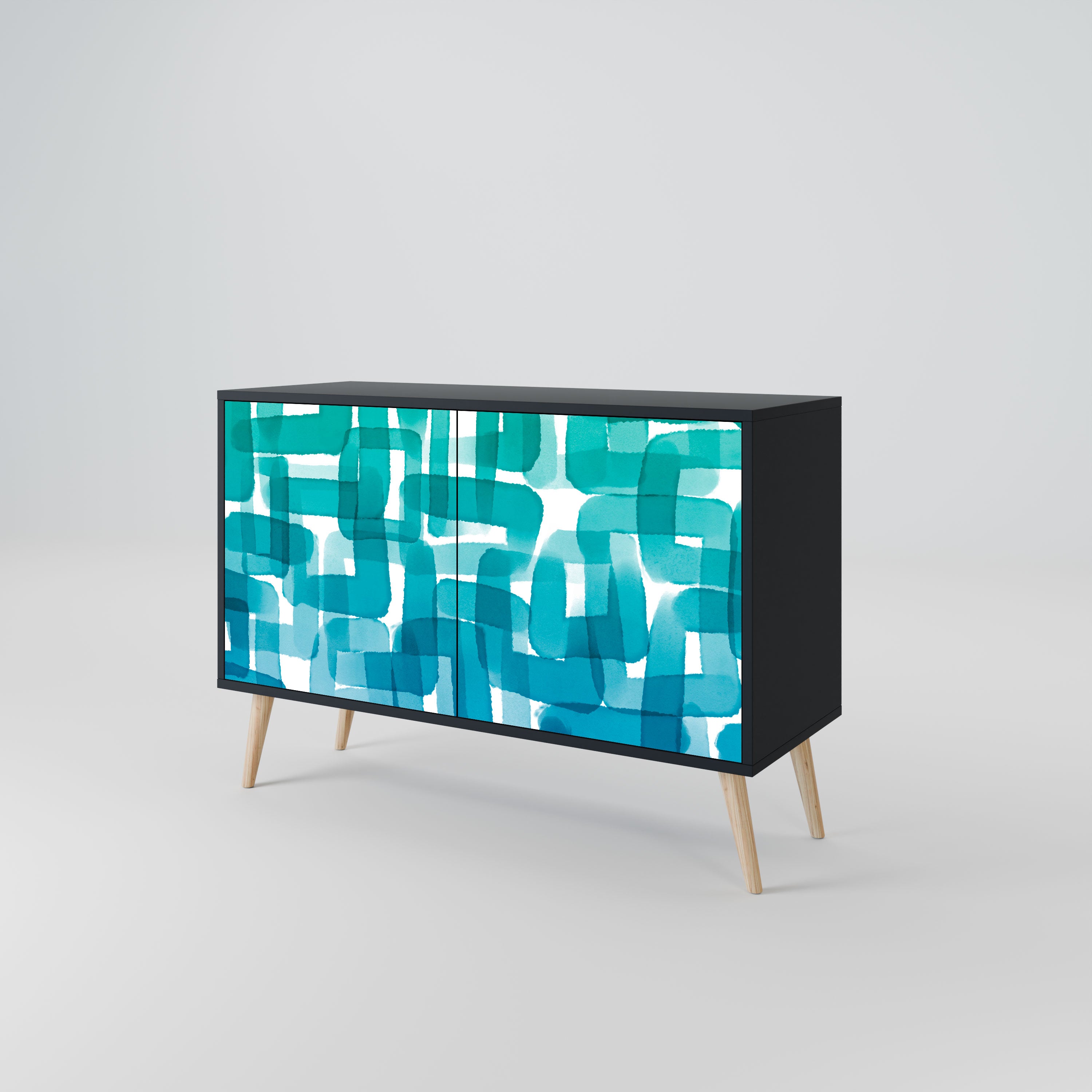 TURQUOISE RECTANGLES Komoda 2-drzwiowa korpus Czarny