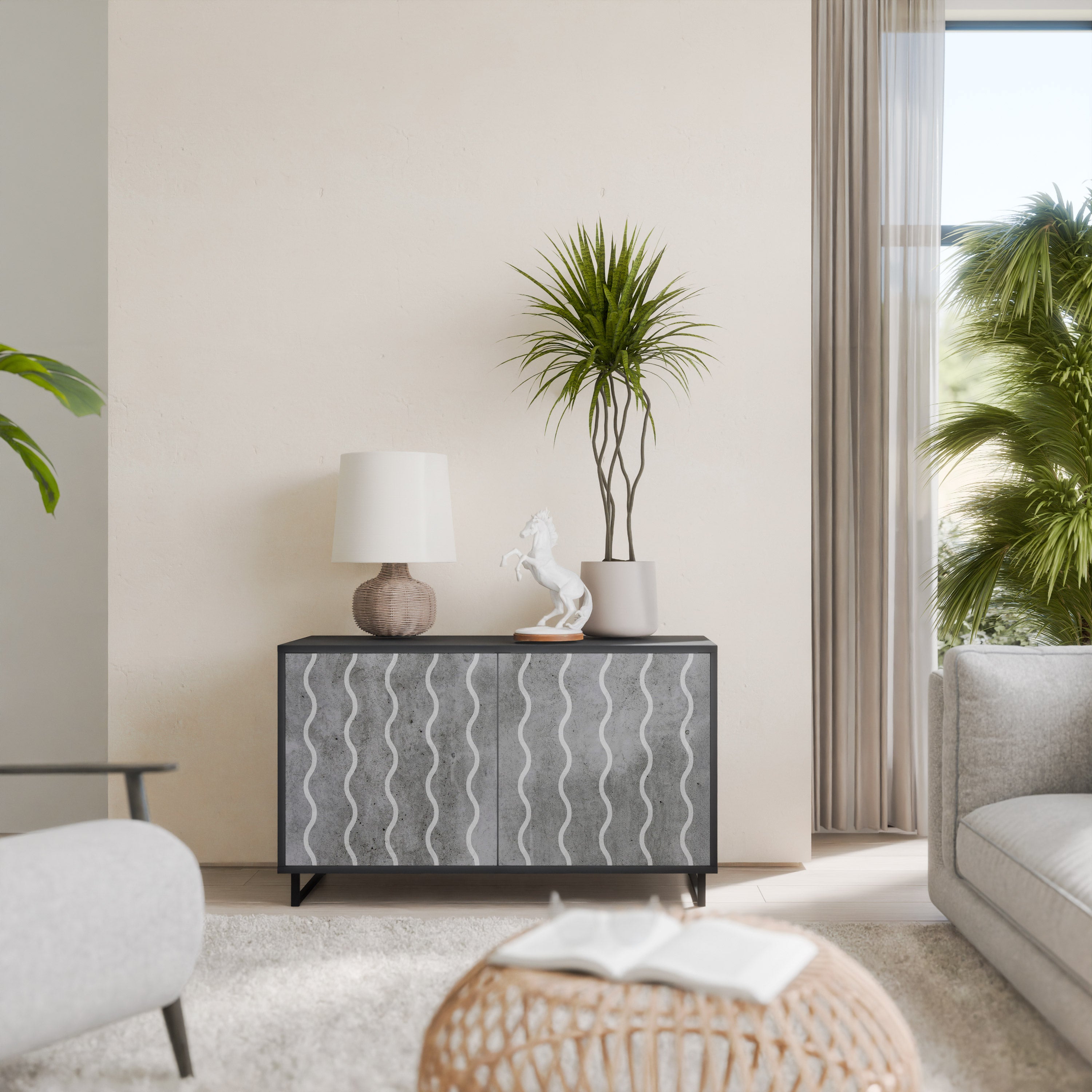 WAVES OF CONCRETE Komoda 2-drzwiowa korpus Czarny