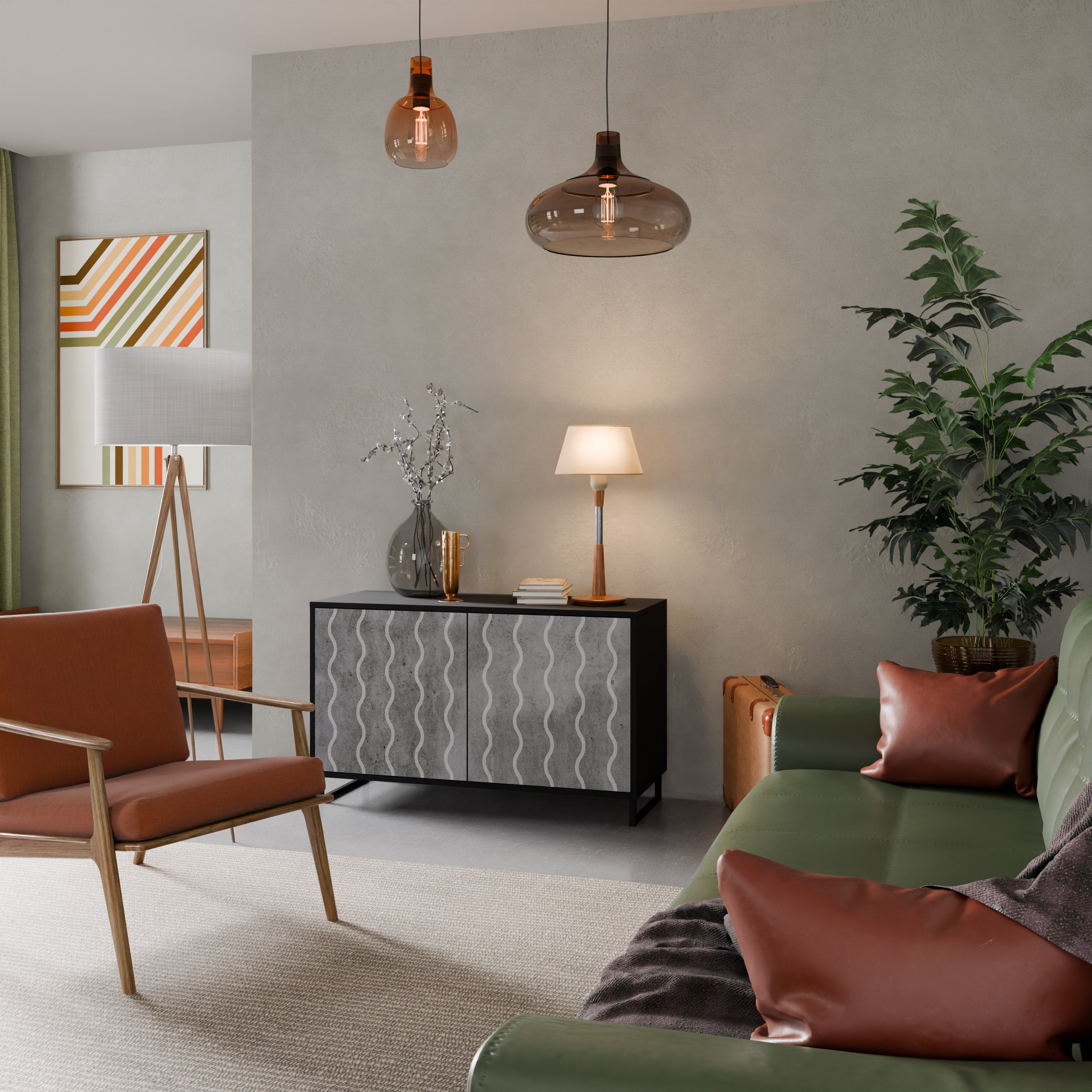 WAVES OF CONCRETE Komoda 2-drzwiowa korpus Czarny