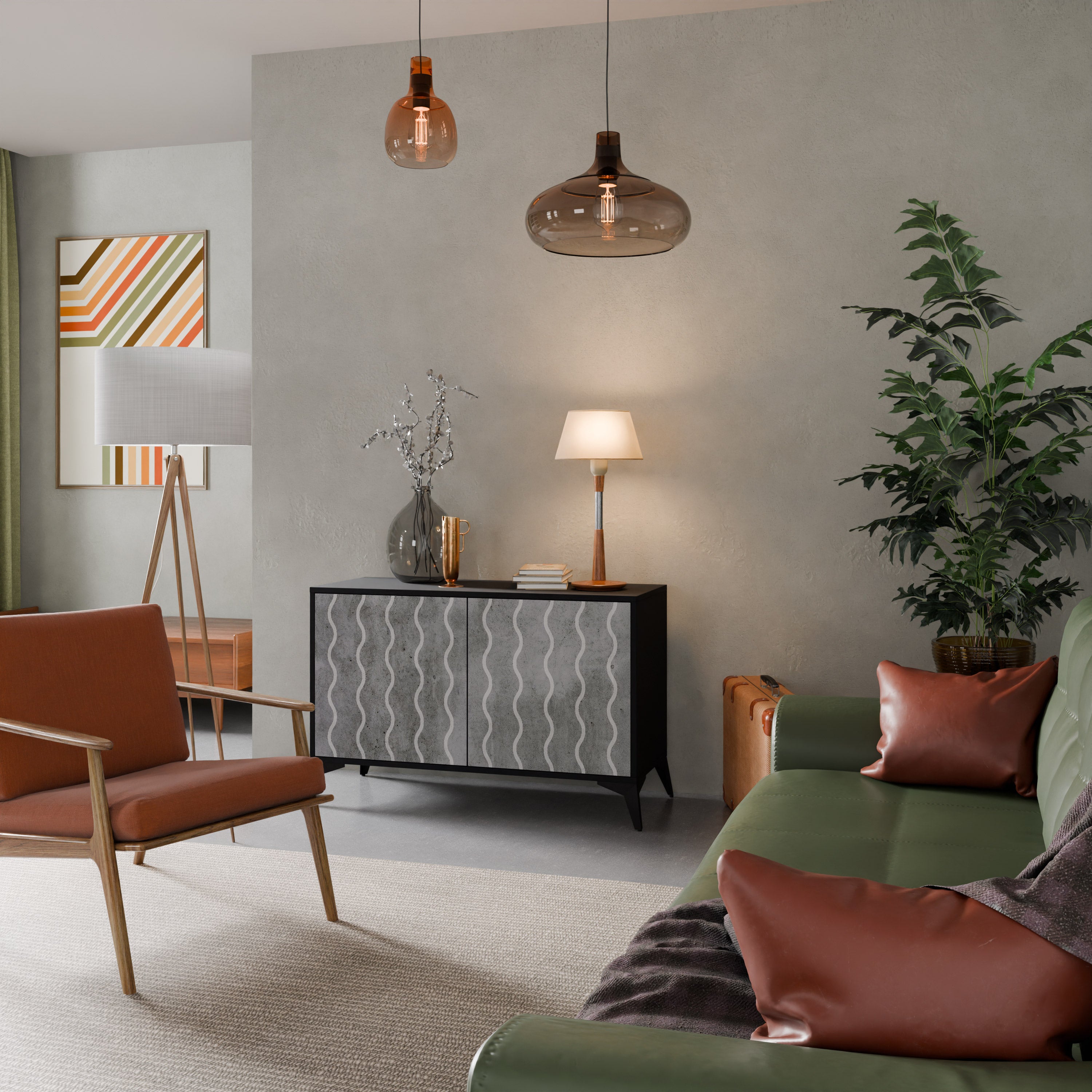 WAVES OF CONCRETE Komoda 2-drzwiowa korpus Czarny