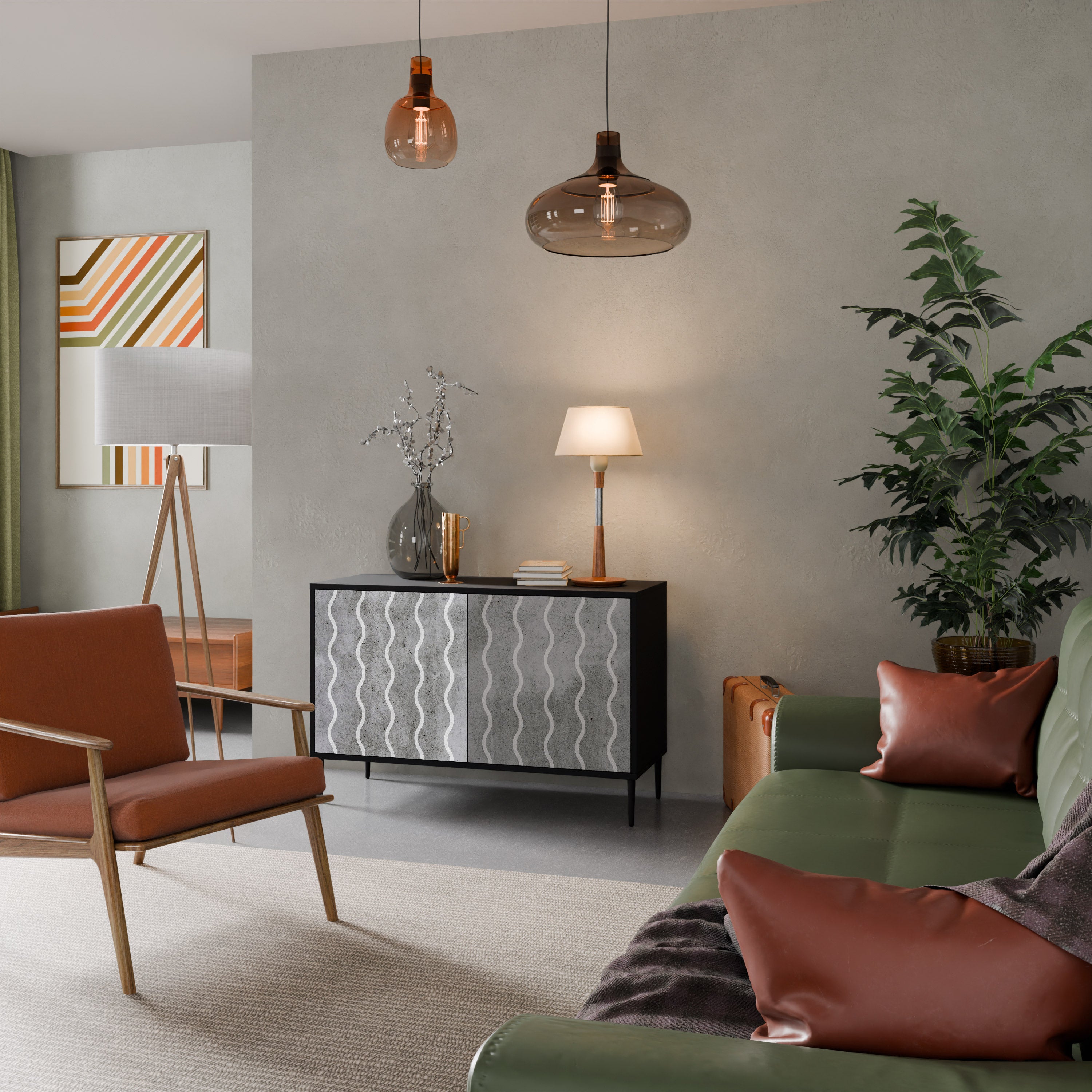 WAVES OF CONCRETE Komoda 2-drzwiowa korpus Czarny