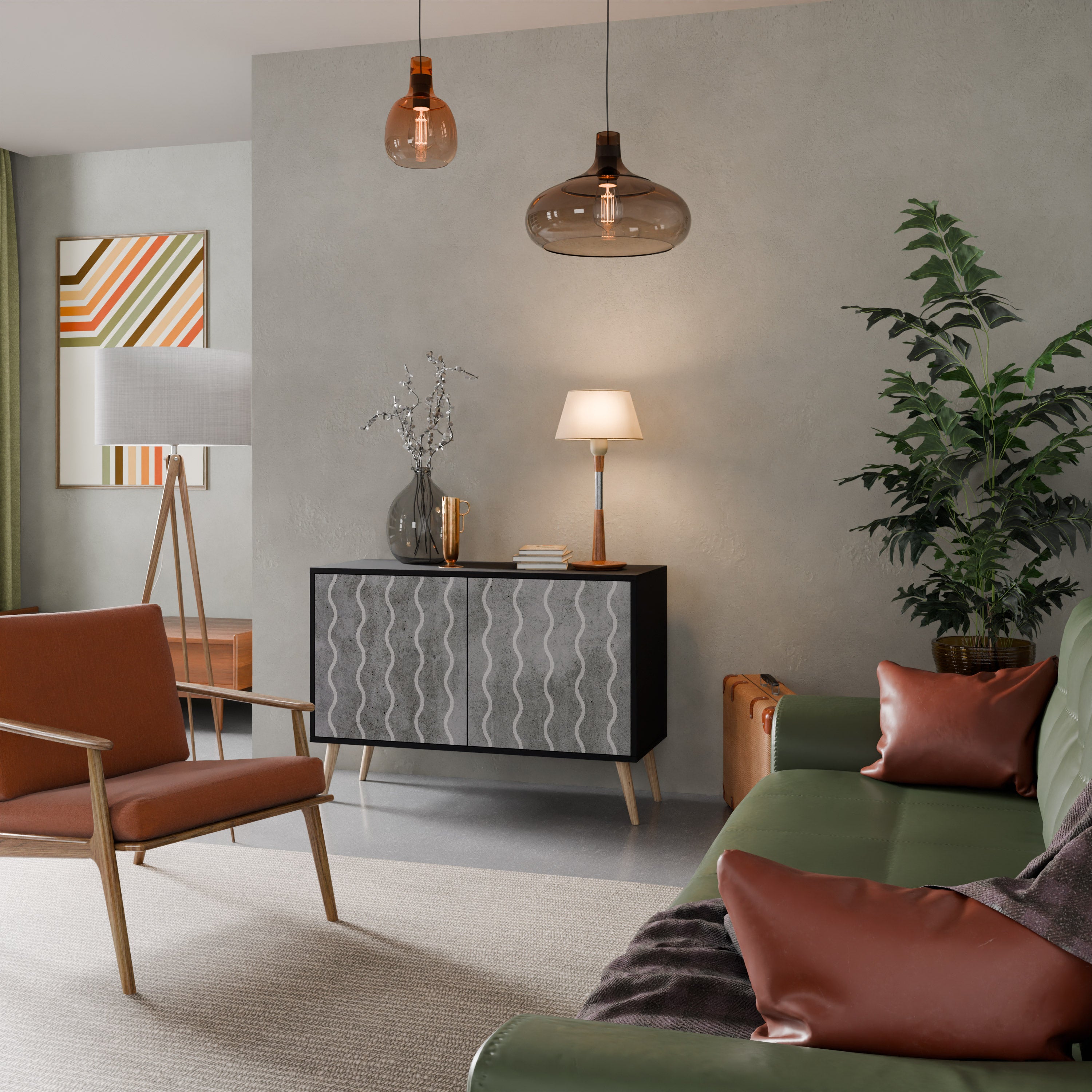 WAVES OF CONCRETE Komoda 2-drzwiowa korpus Czarny