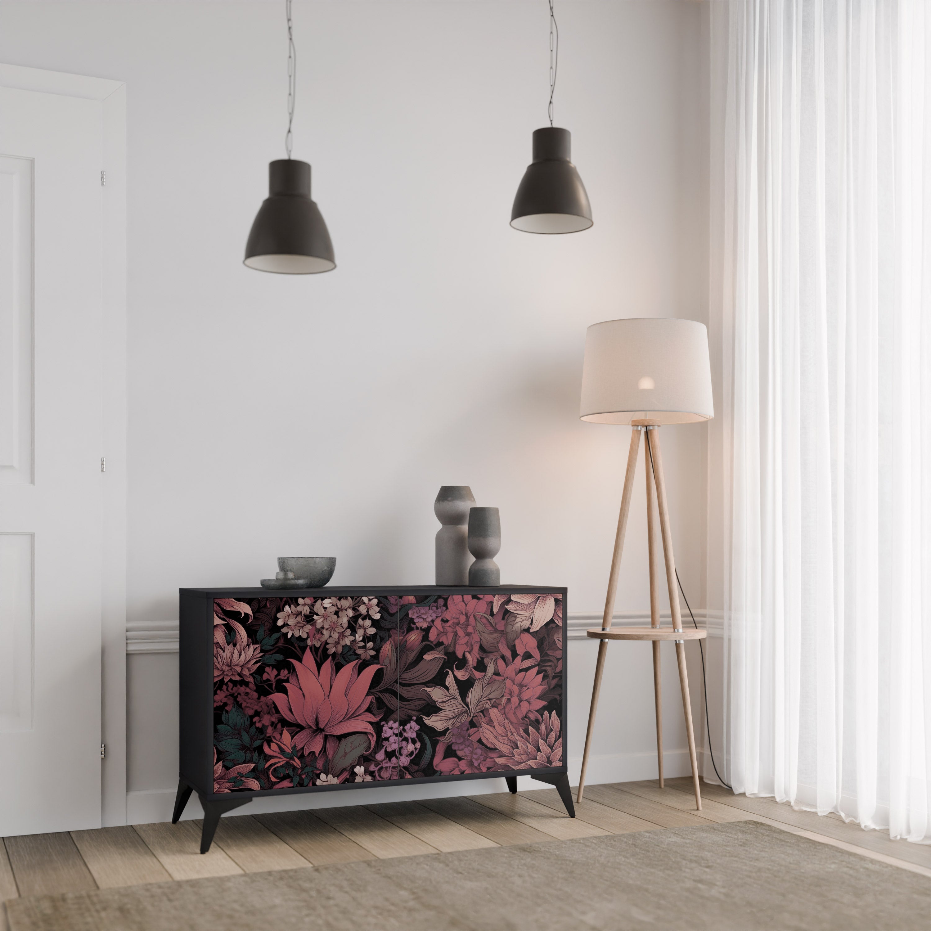 FLORAL WHISPER Komoda 2-drzwiowa korpus Czarny