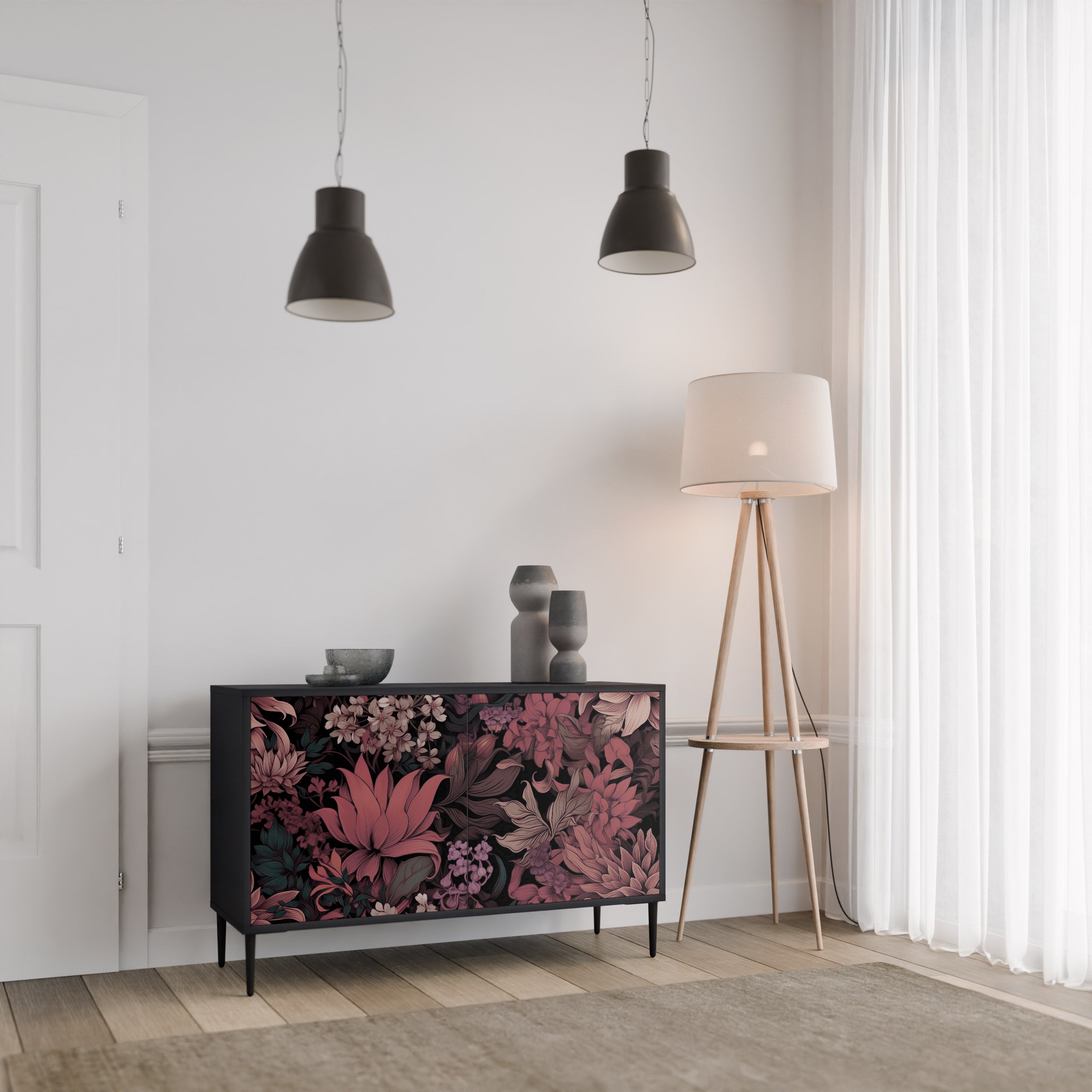 FLORAL WHISPER Komoda 2-drzwiowa korpus Czarny