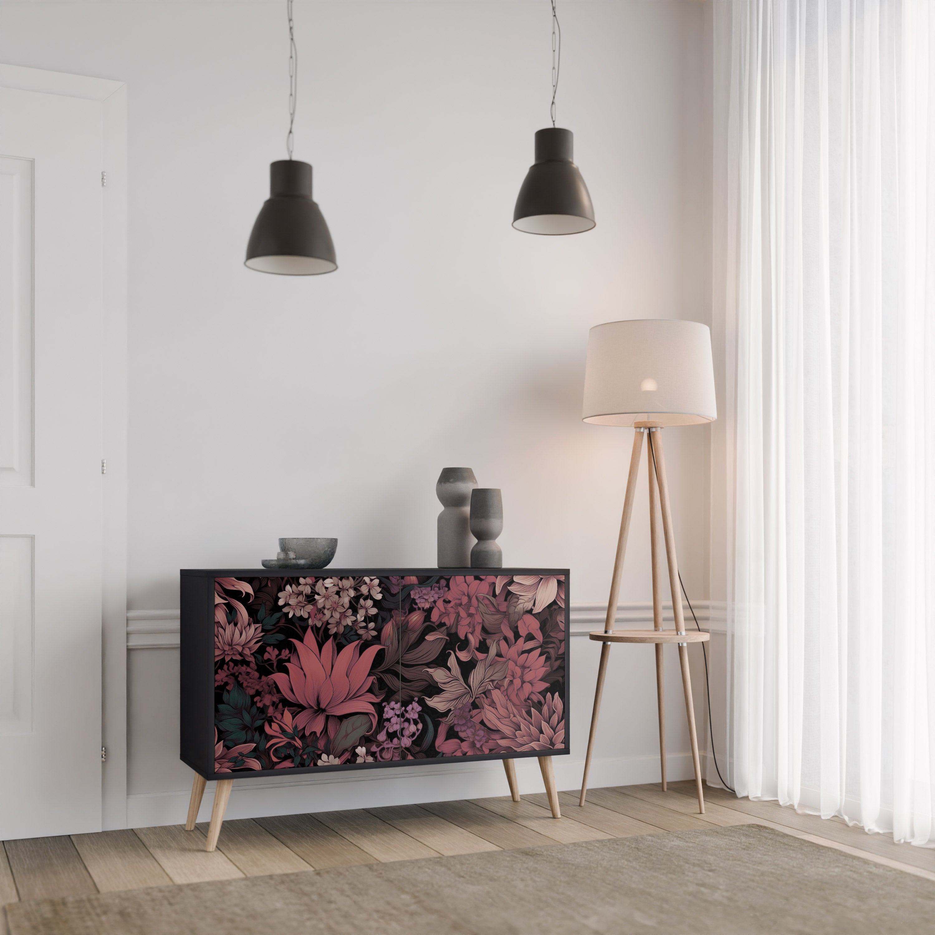 FLORAL WHISPER Komoda 2-drzwiowa korpus Czarny