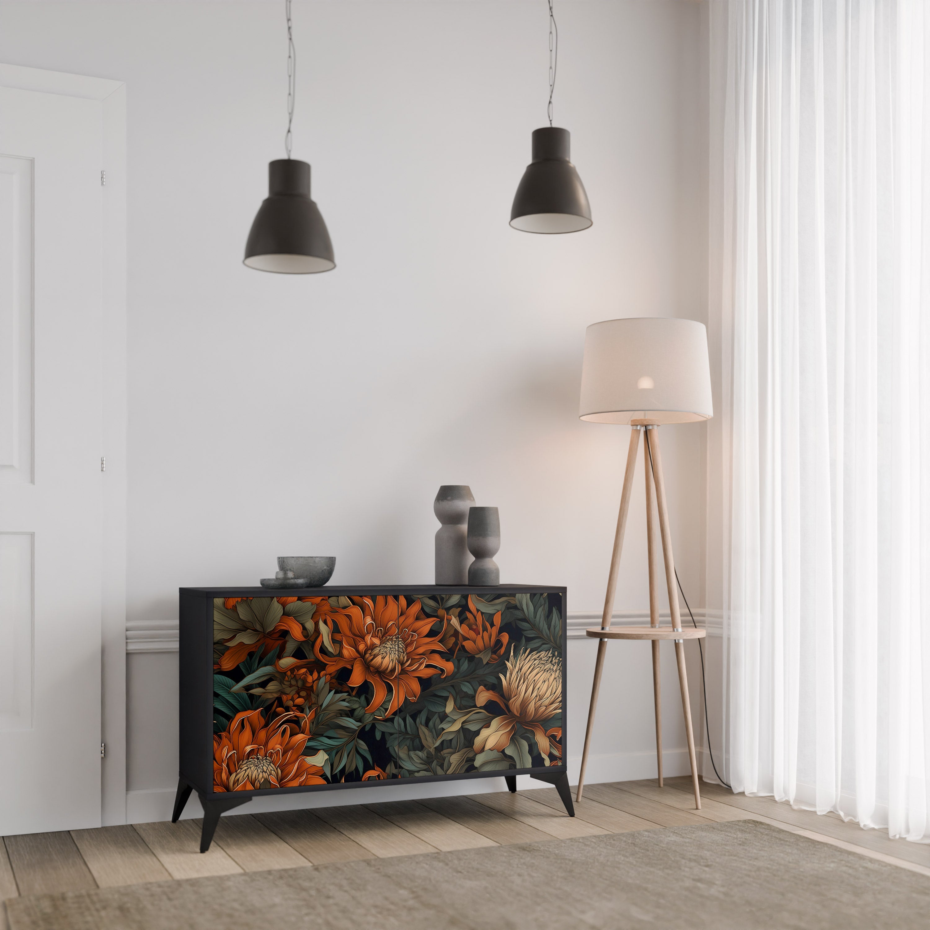 DAWN BLOOM Komoda 2-drzwiowa korpus Czarny