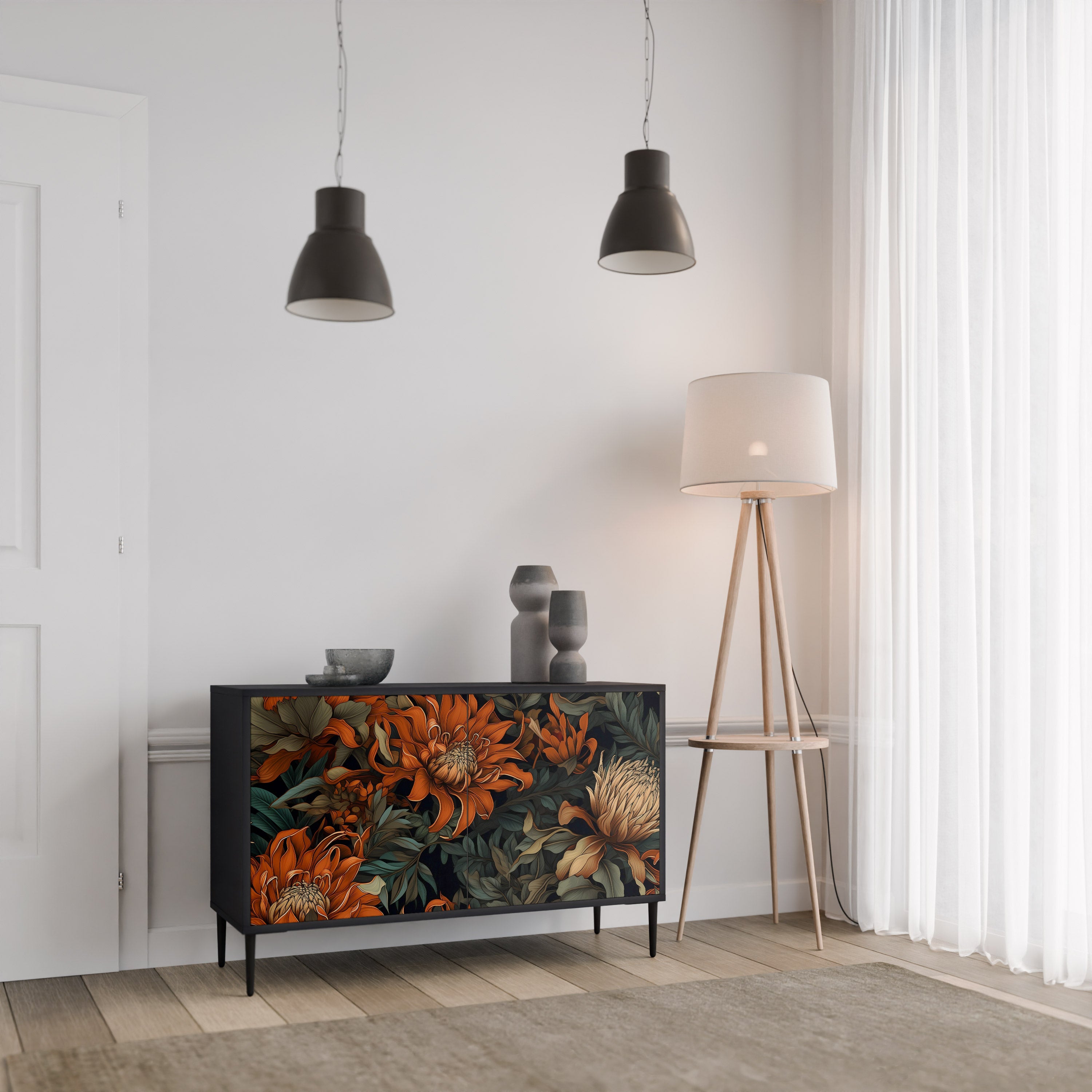 DAWN BLOOM Komoda 2-drzwiowa korpus Czarny
