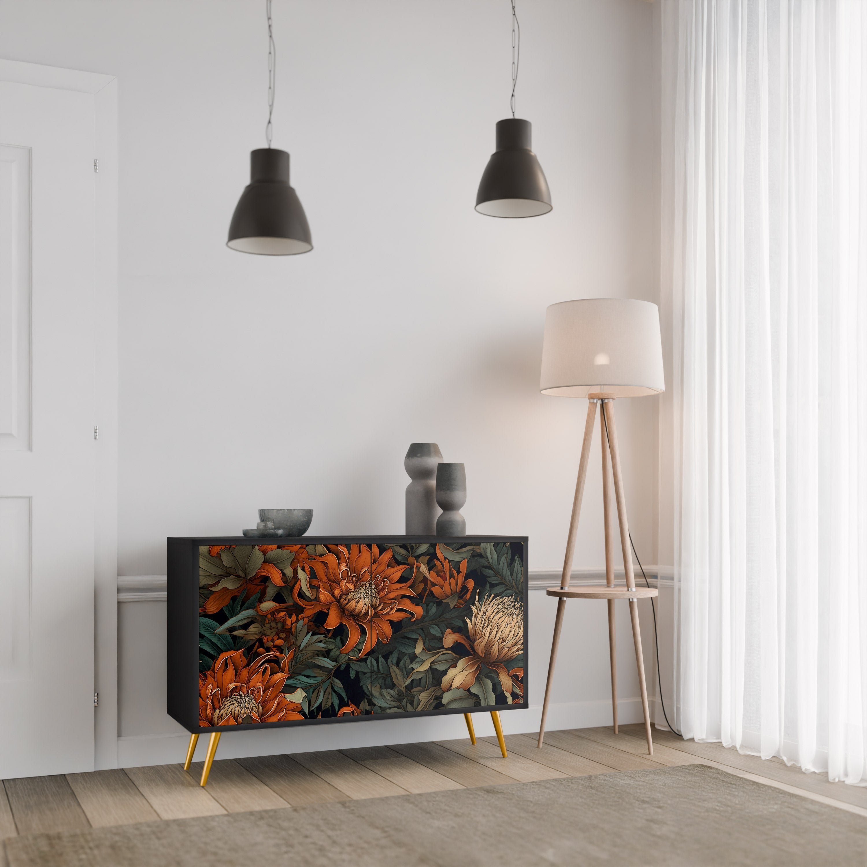 DAWN BLOOM Komoda 2-drzwiowa korpus Czarny