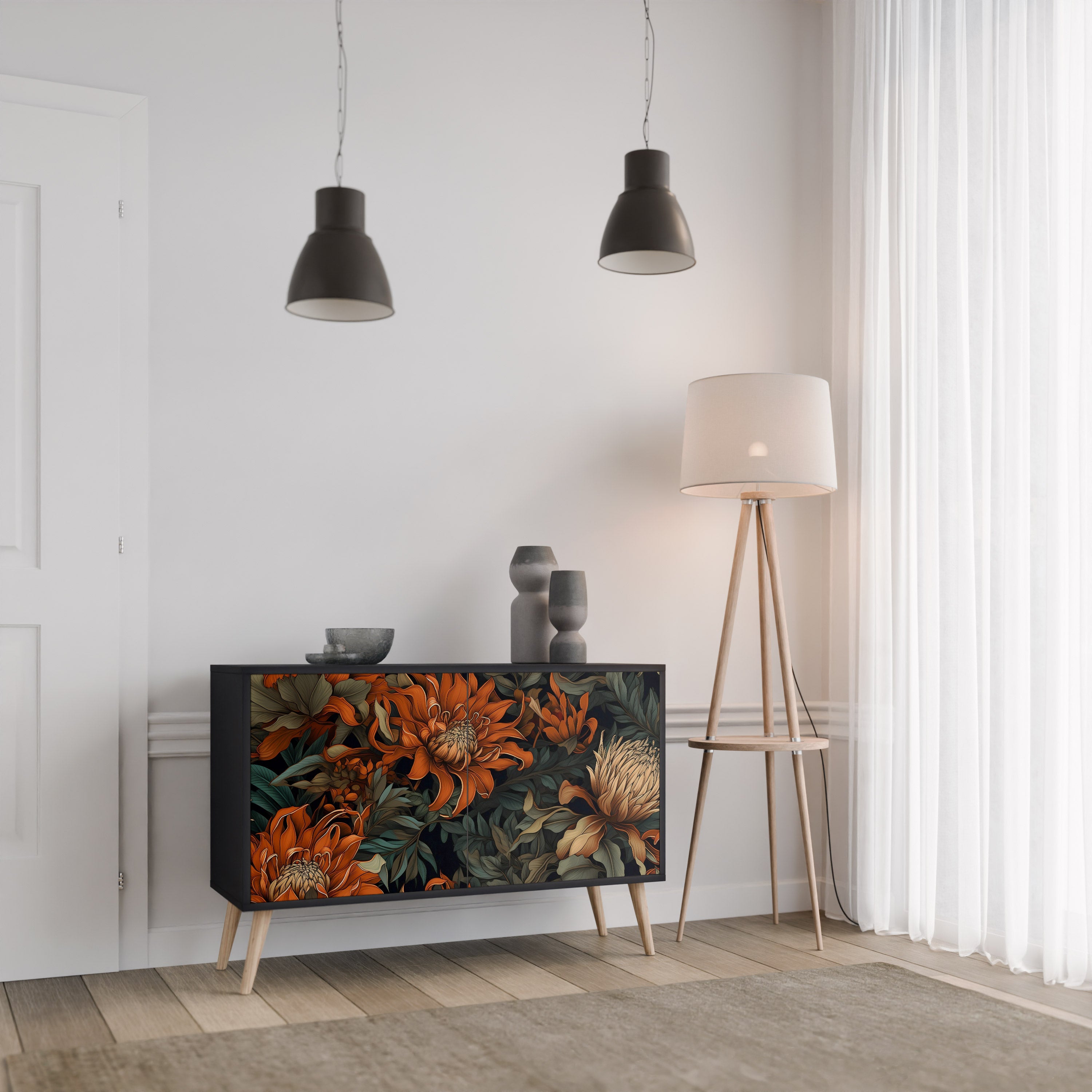 DAWN BLOOM Komoda 2-drzwiowa korpus Czarny