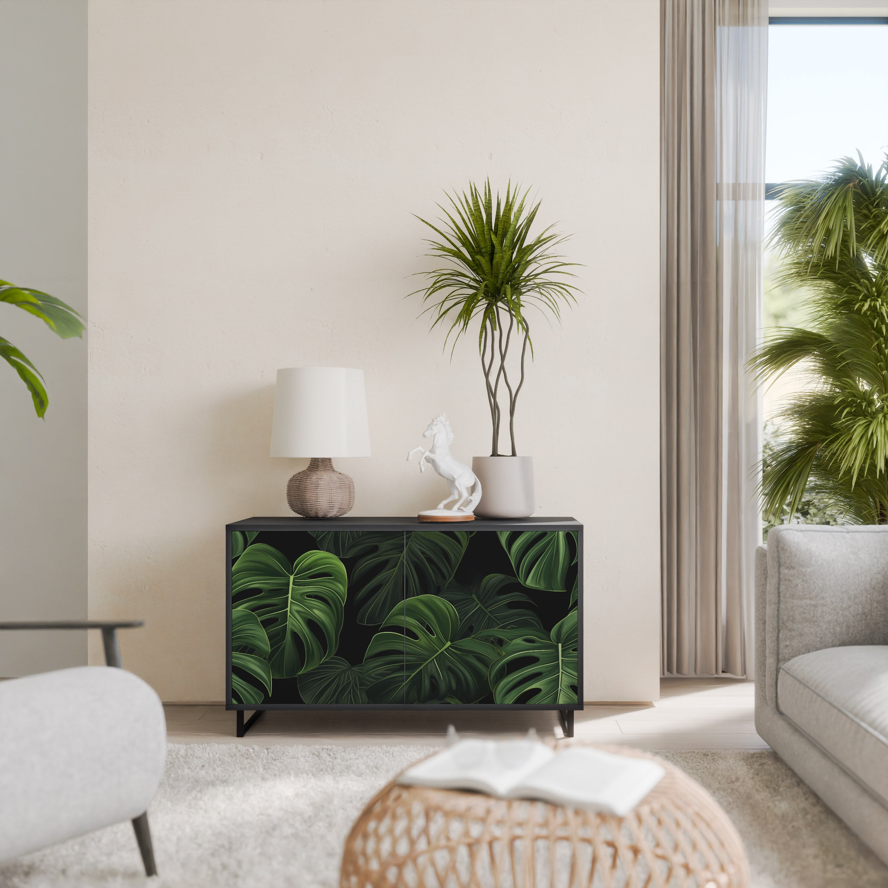 INFINITE MONSTERA Komoda 2-drzwiowa korpus Czarny