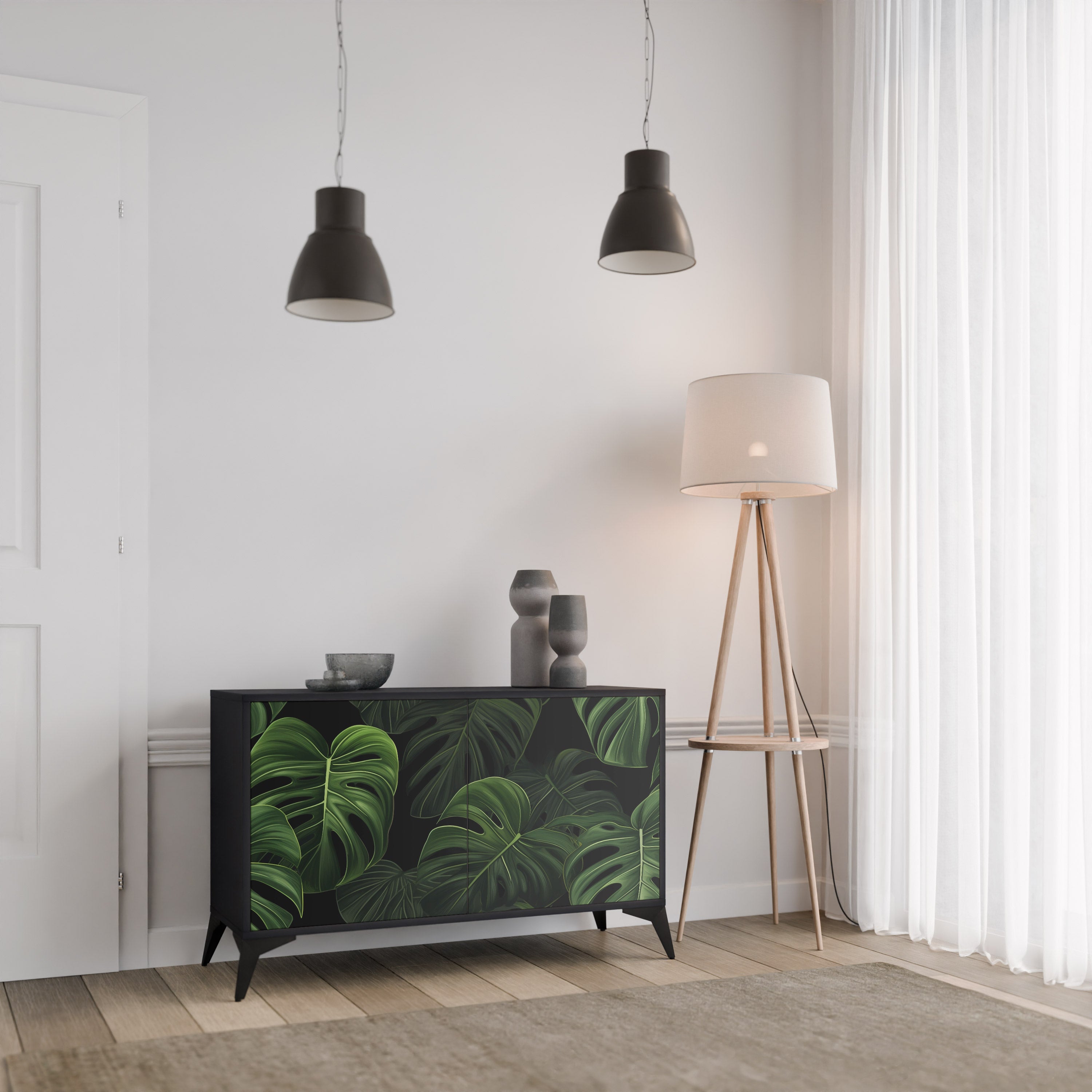 INFINITE MONSTERA Komoda 2-drzwiowa korpus Czarny