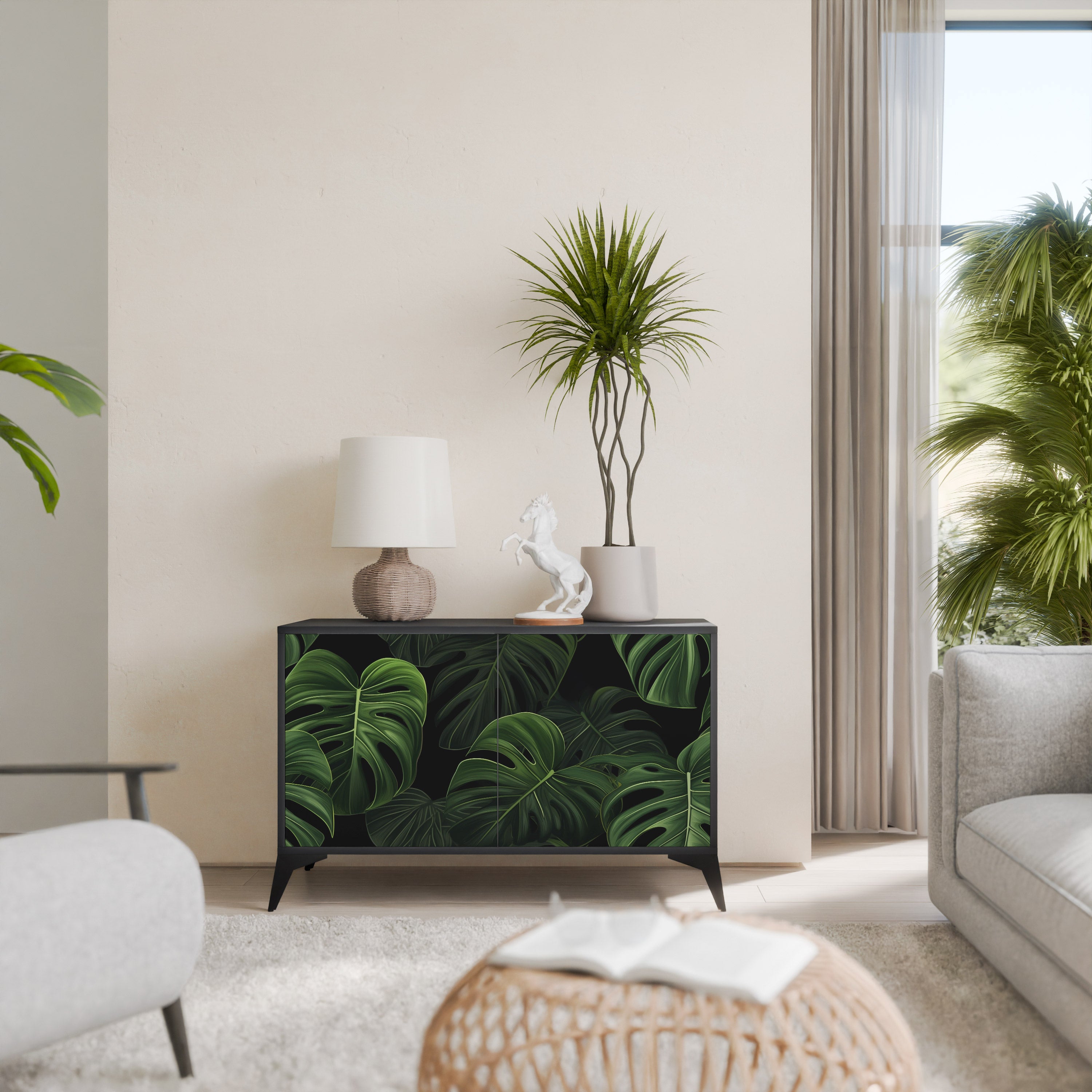 INFINITE MONSTERA Komoda 2-drzwiowa korpus Czarny