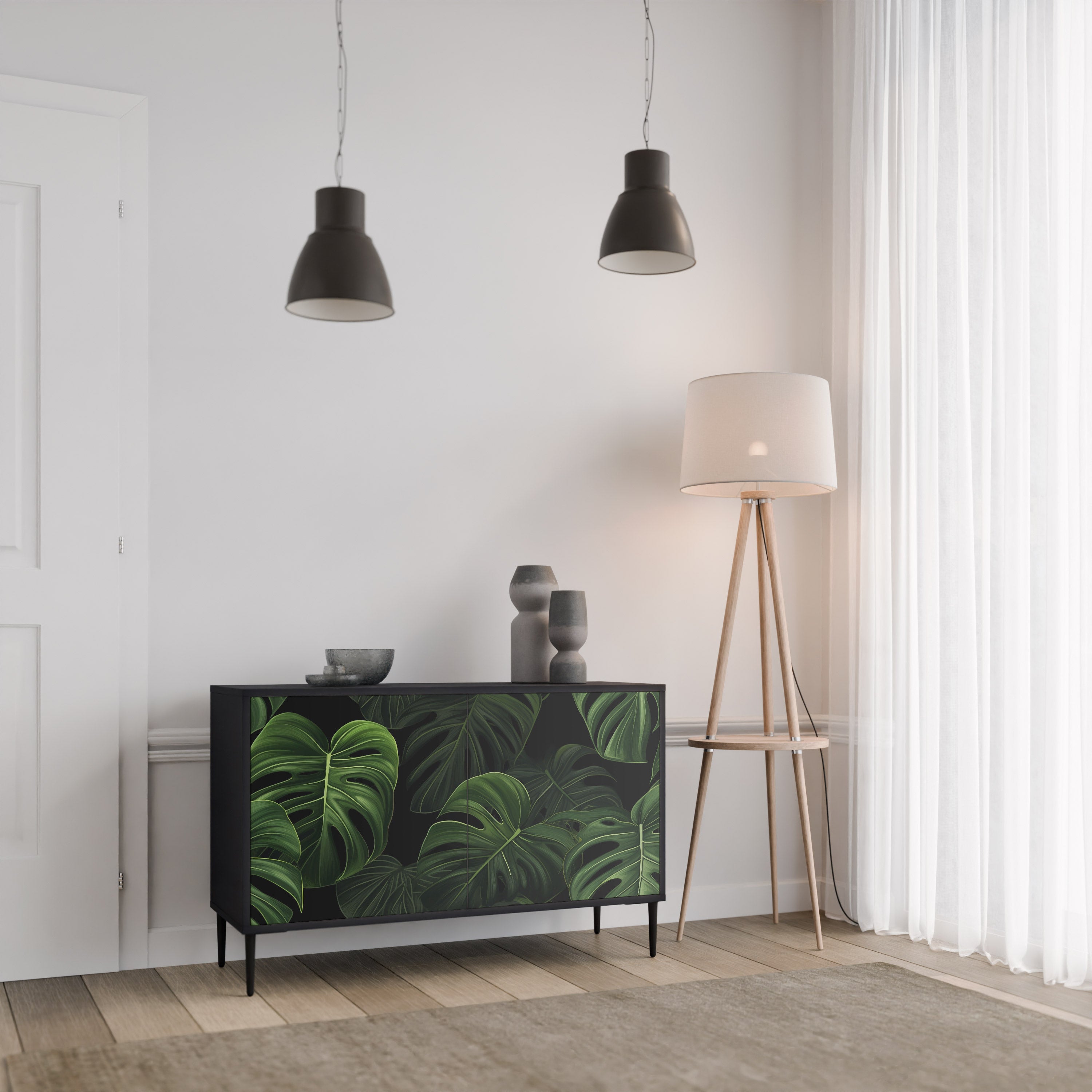 INFINITE MONSTERA Komoda 2-drzwiowa korpus Czarny