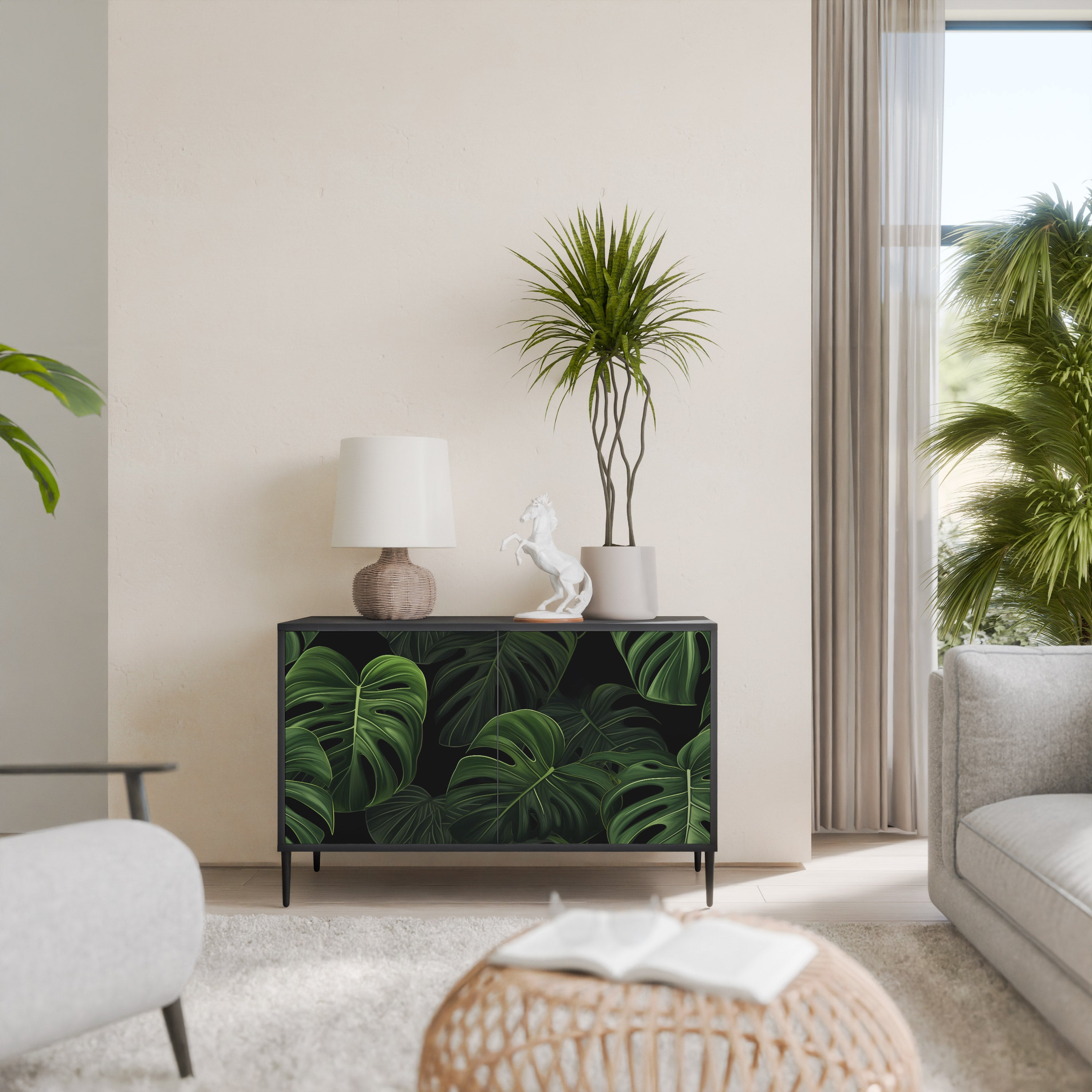 INFINITE MONSTERA Komoda 2-drzwiowa korpus Czarny