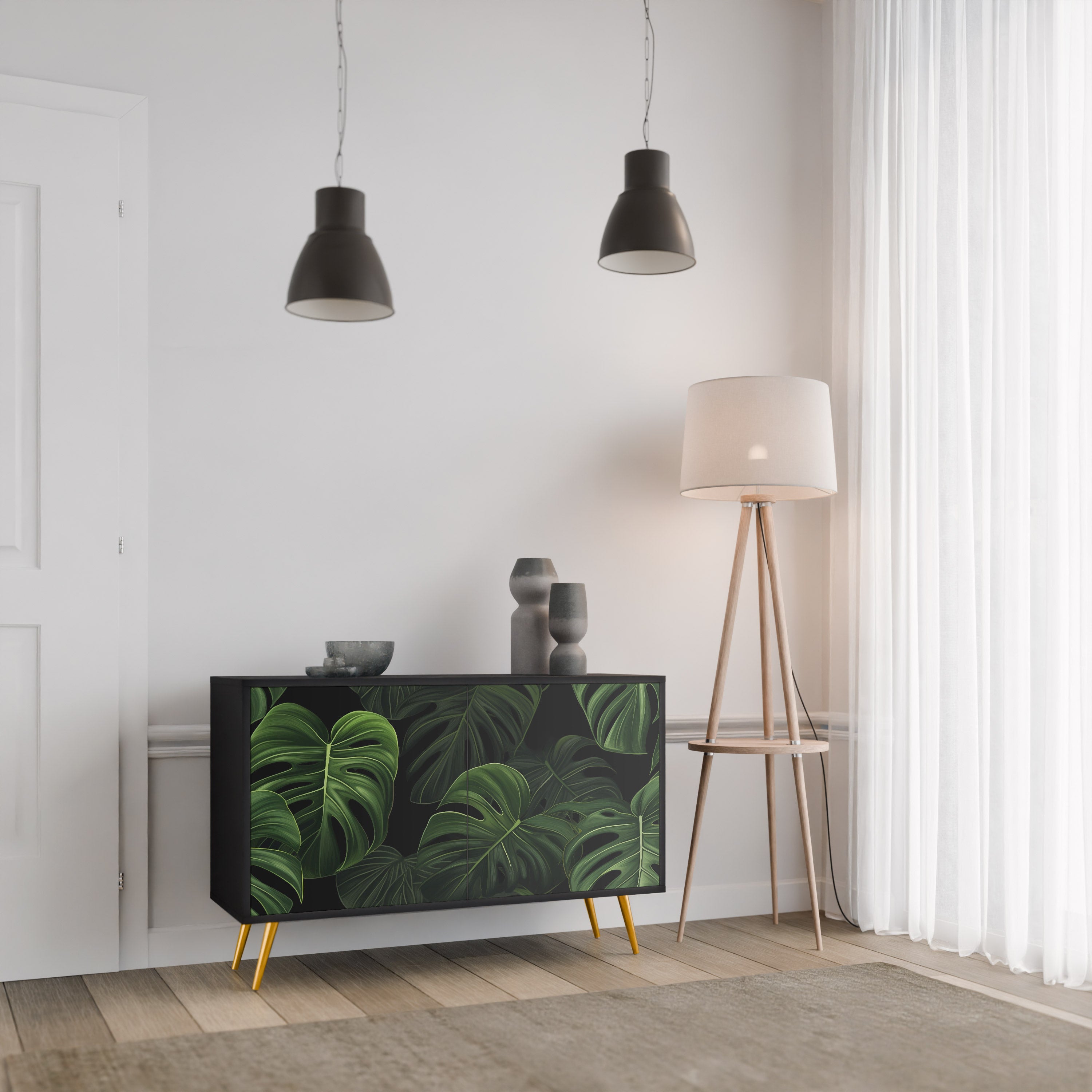 INFINITE MONSTERA Komoda 2-drzwiowa korpus Czarny